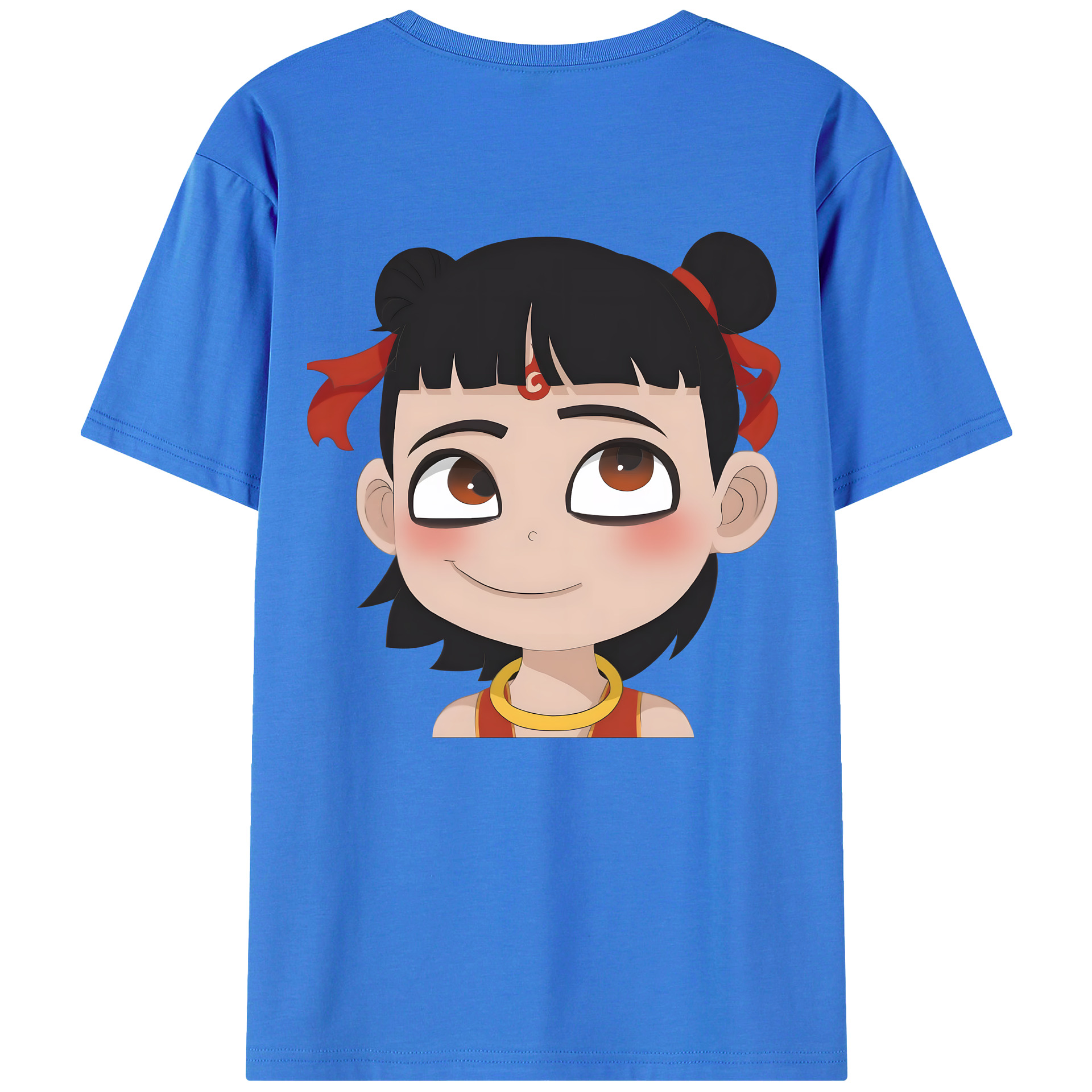 （画像用） Ne Zha 2 ナタ 魔童の大暴れ 綿100％ メンズ半袖Tシャツ（バックプリント） 通気性