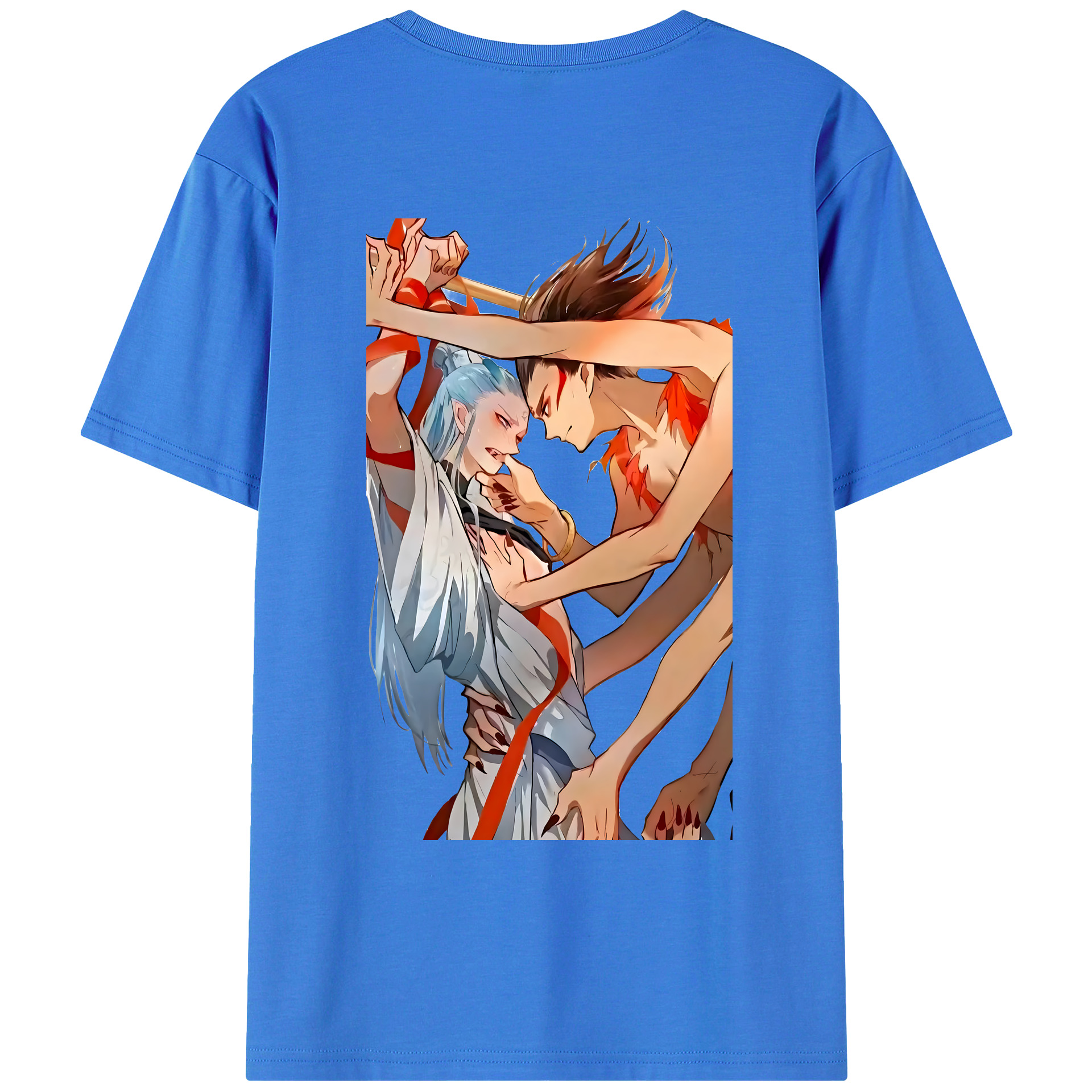 （画像用） Ne Zha 2 ナタ 魔童の大暴れ 綿100％ メンズ半袖Tシャツ（バックプリント） 通気性