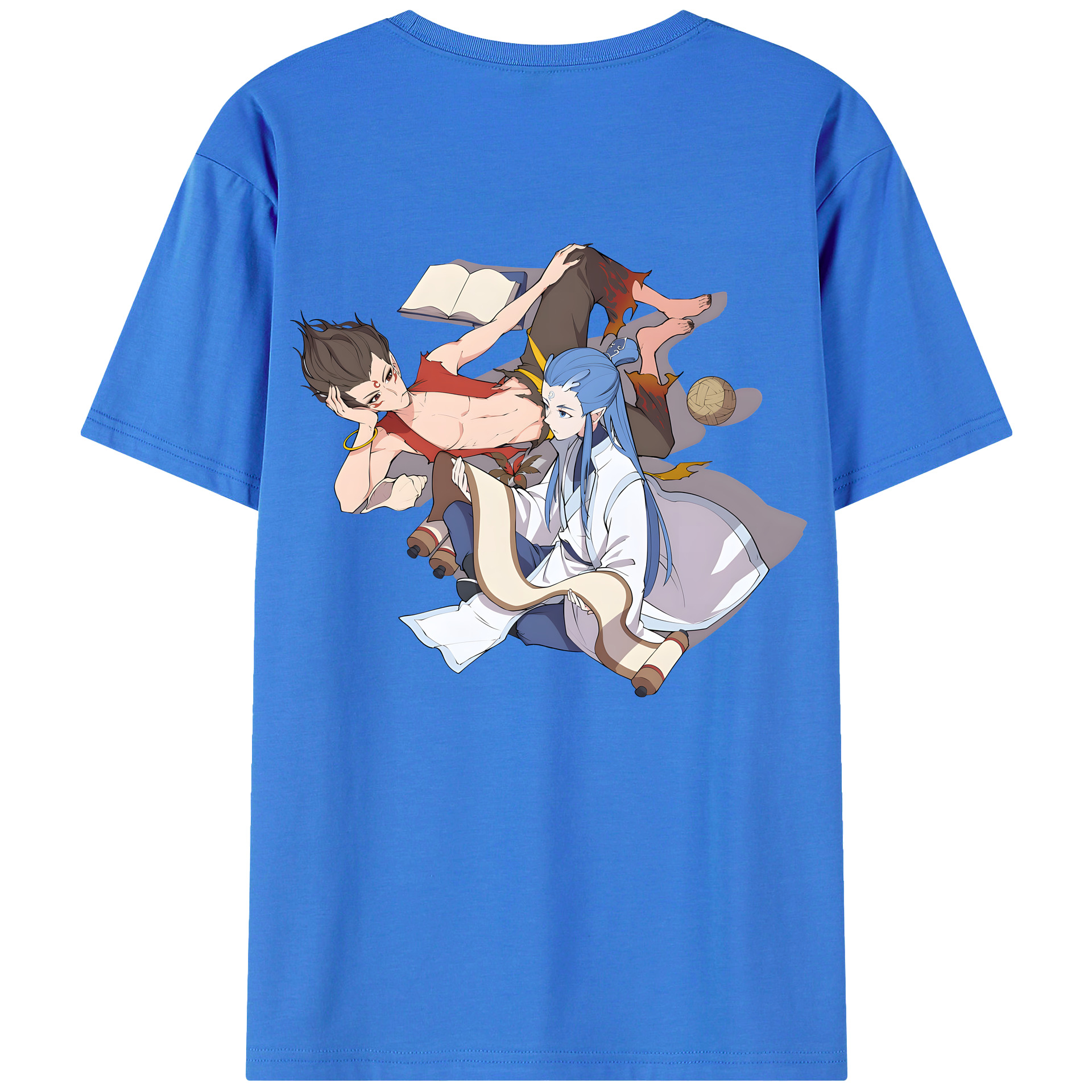 （画像用） Ne Zha 2 ナタ 魔童の大暴れ 綿100％ メンズ半袖Tシャツ（バックプリント） 通気性