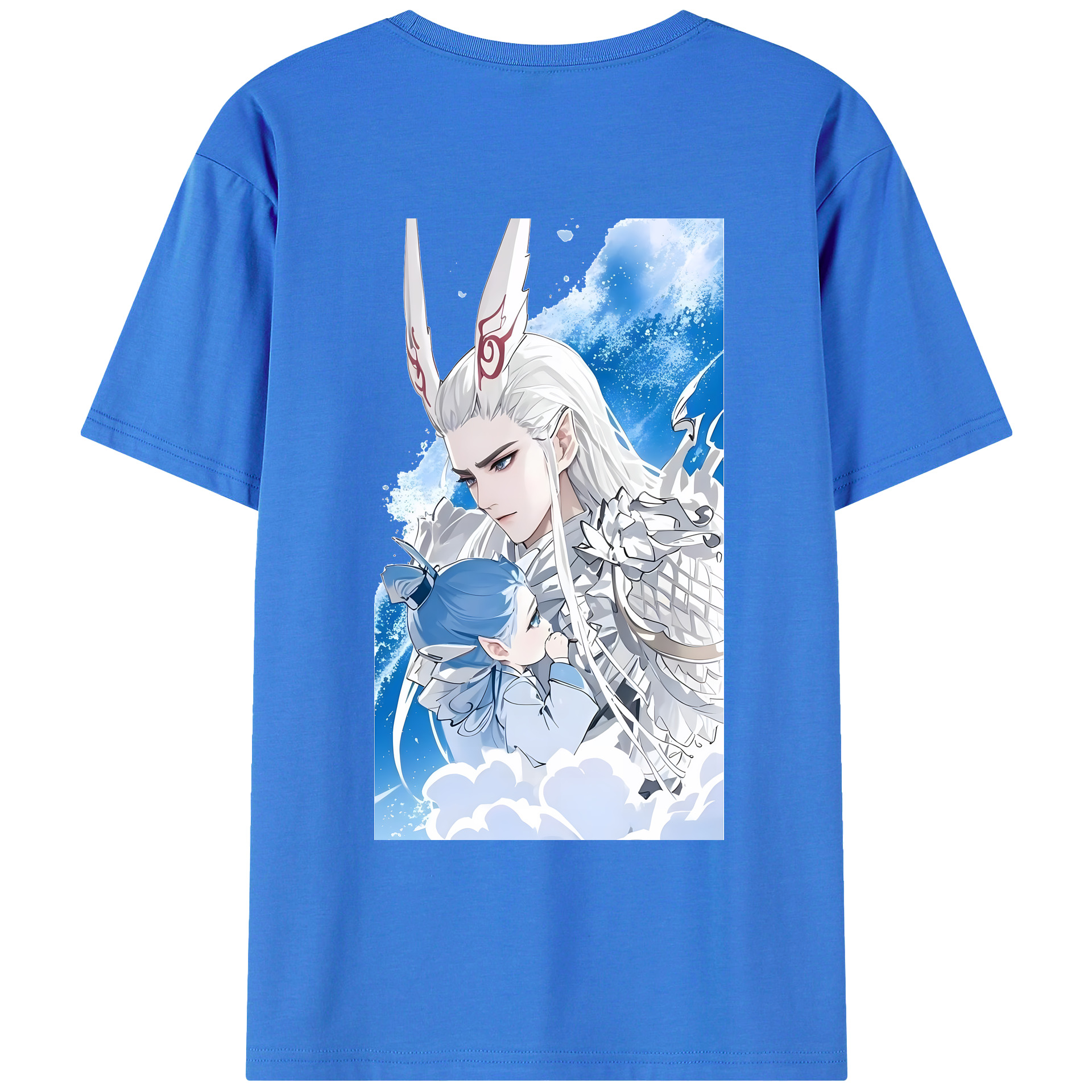 （画像用） Ne Zha 2 ナタ 魔童の大暴れ 綿100％ メンズ半袖Tシャツ（バックプリント） 通気性