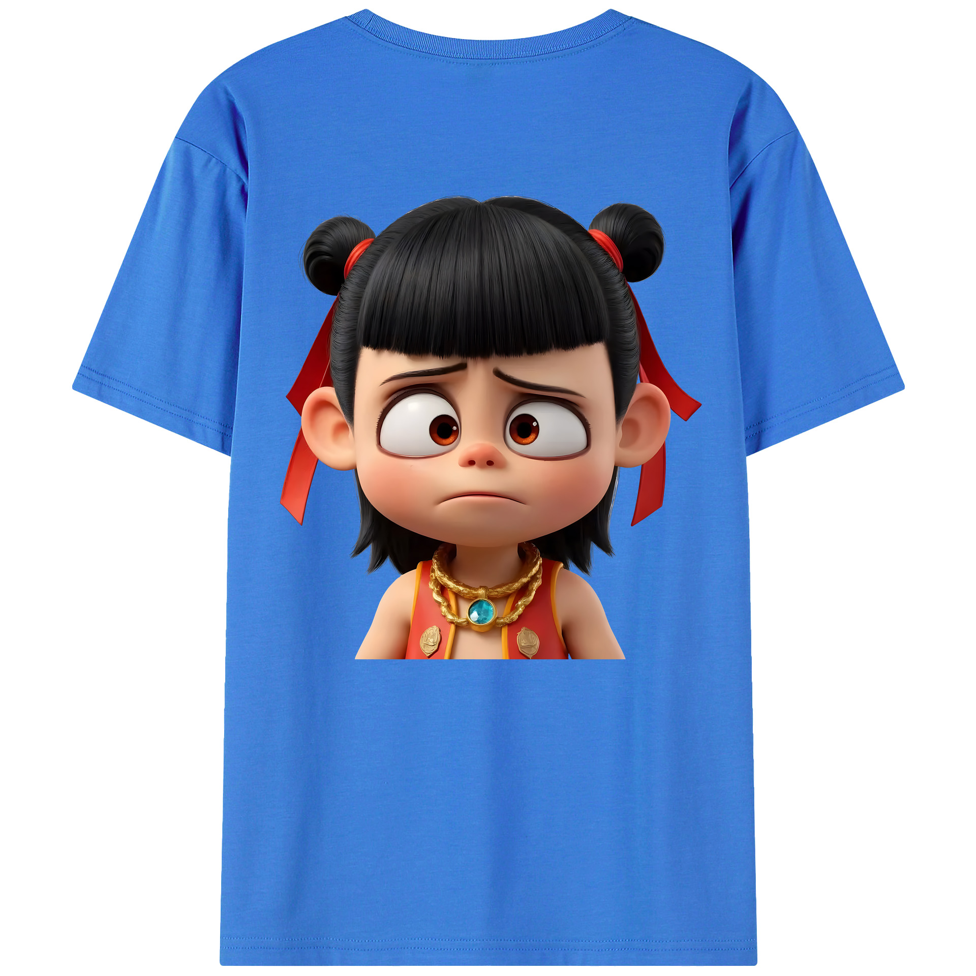 （画像用） Ne Zha 2 ナタ 魔童の大暴れ 綿100％ メンズ半袖Tシャツ（バックプリント） 通気性