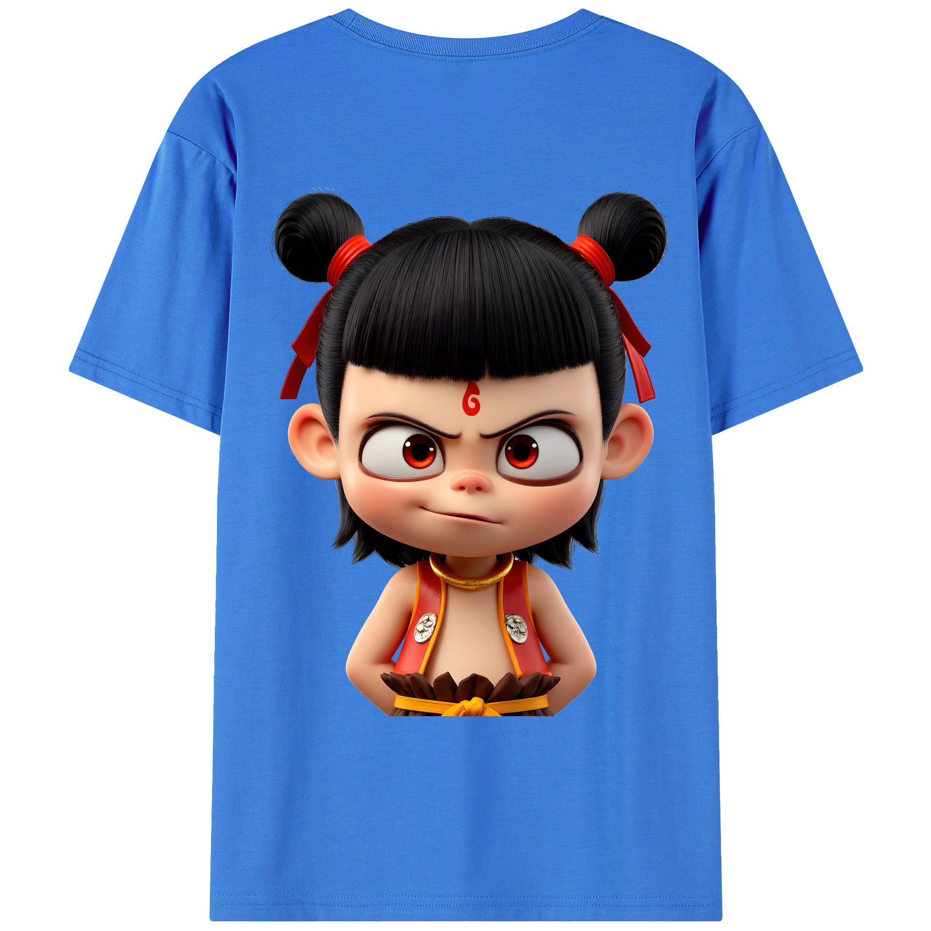 （画像用） Ne Zha 2 ナタ 魔童の大暴れ 綿100％ メンズ半袖Tシャツ（バックプリント） 通気性