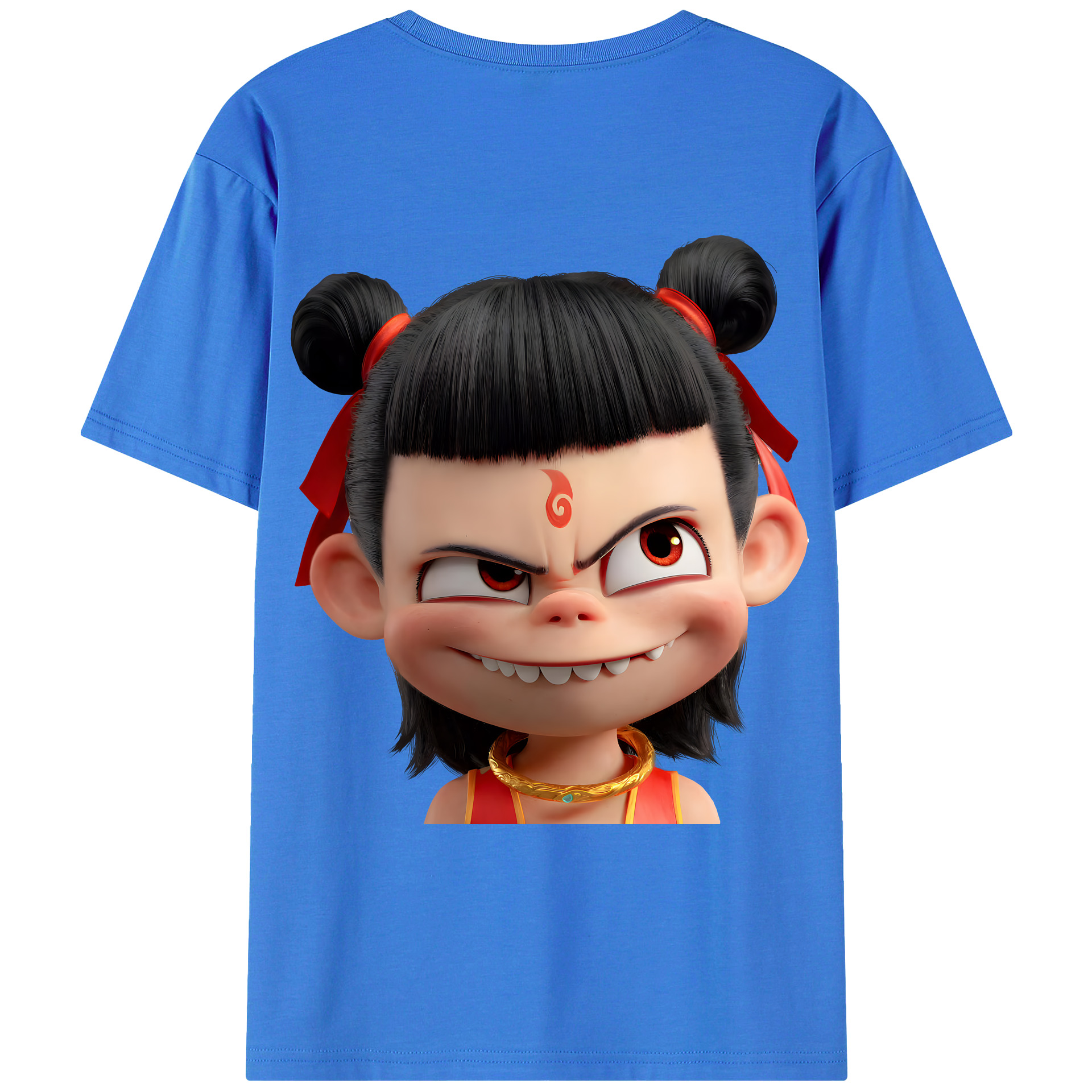 （画像用） Ne Zha 2 ナタ 魔童の大暴れ 綿100％ メンズ半袖Tシャツ（バックプリント） 通気性