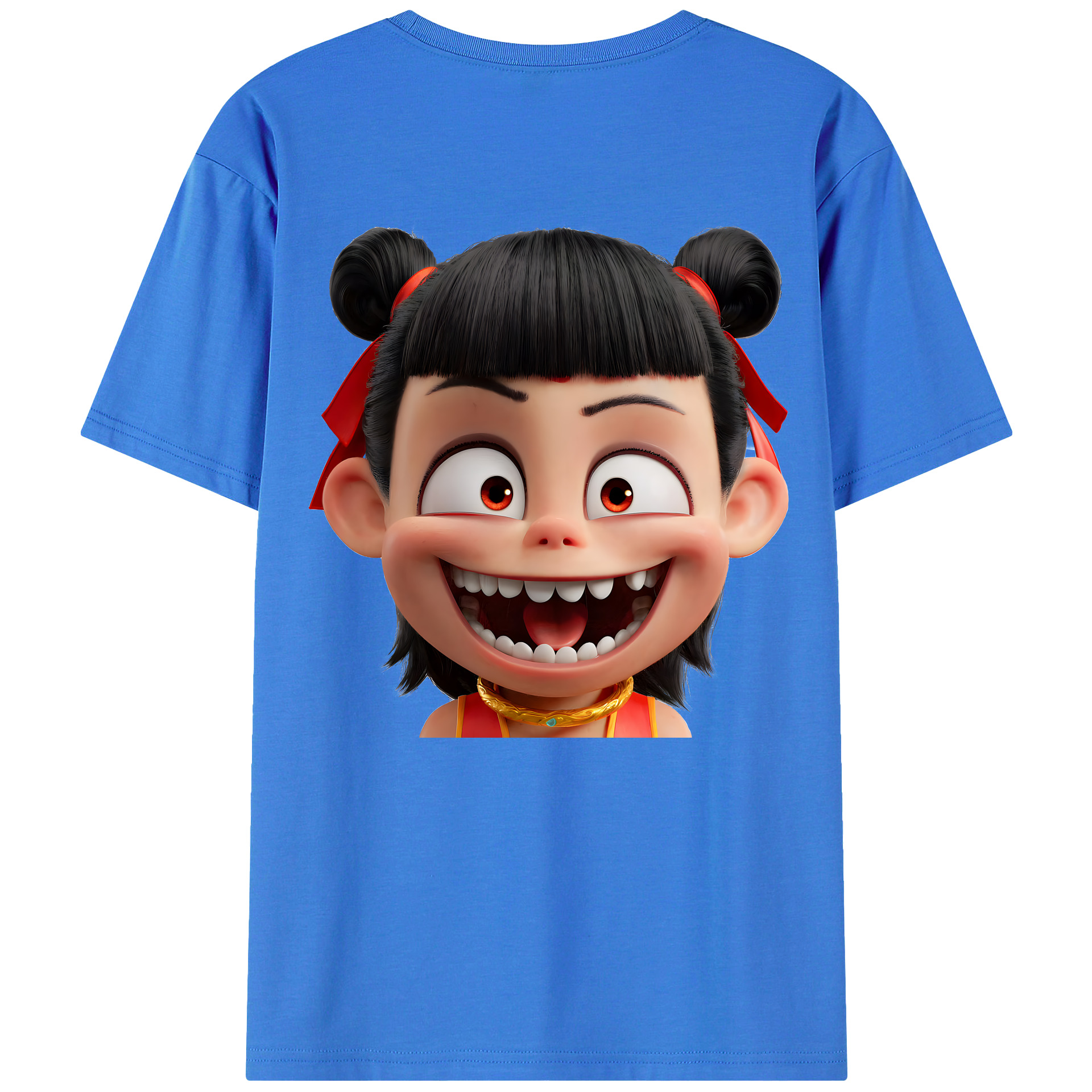 （画像用） Ne Zha 2 ナタ 魔童の大暴れ 綿100％ メンズ半袖Tシャツ（バックプリント） 通気性
