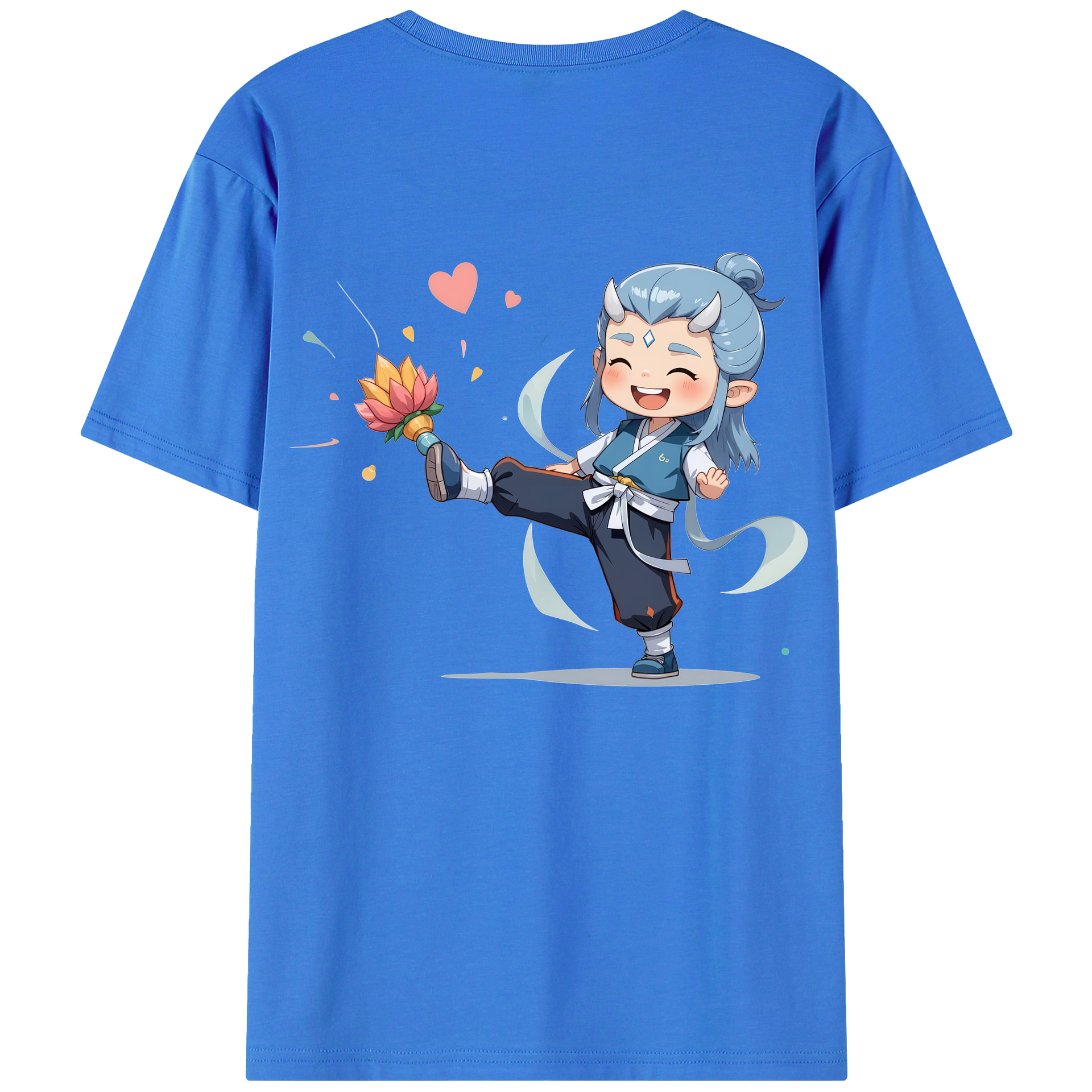 （画像用） Ne Zha 2 ナタ 魔童の大暴れ 綿100％ メンズ半袖Tシャツ（バックプリント） 通気性