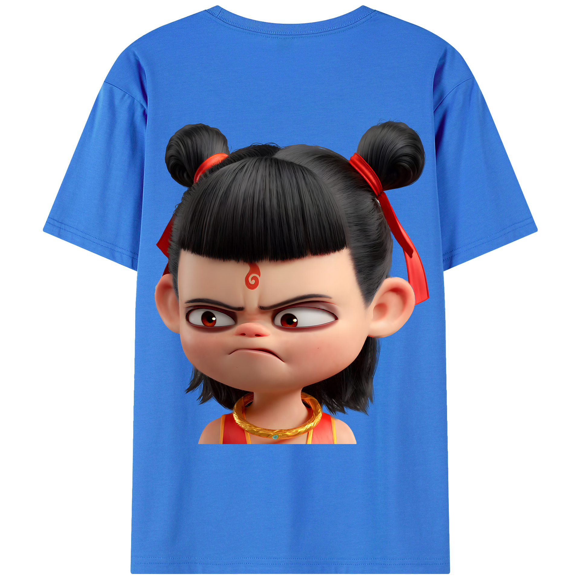 （画像用） Ne Zha 2 ナタ 魔童の大暴れ 綿100％ メンズ半袖Tシャツ（バックプリント） 通気性