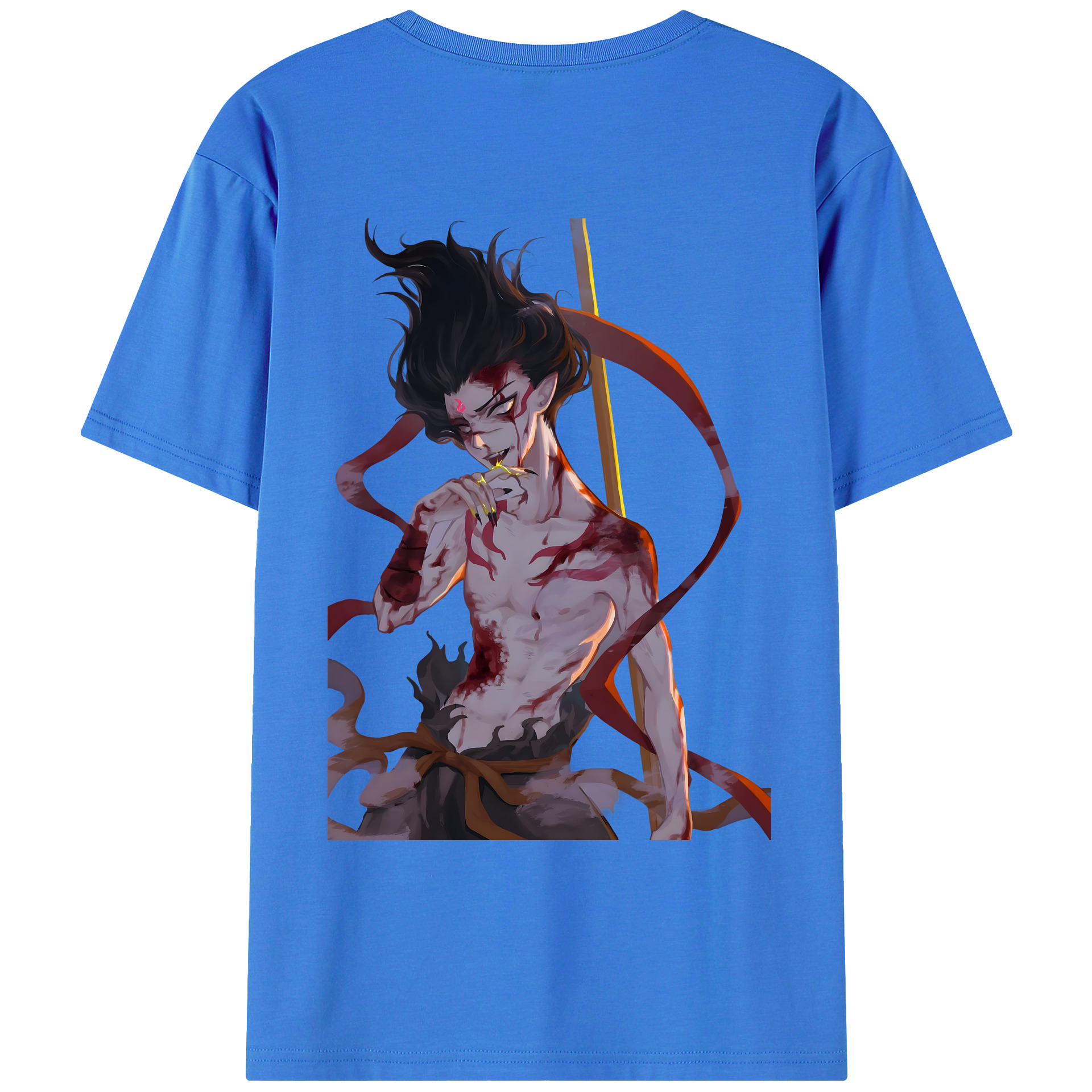 （画像用） Ne Zha 2 ナタ 魔童の大暴れ 綿100％ メンズ半袖Tシャツ（バックプリント） 通気性
