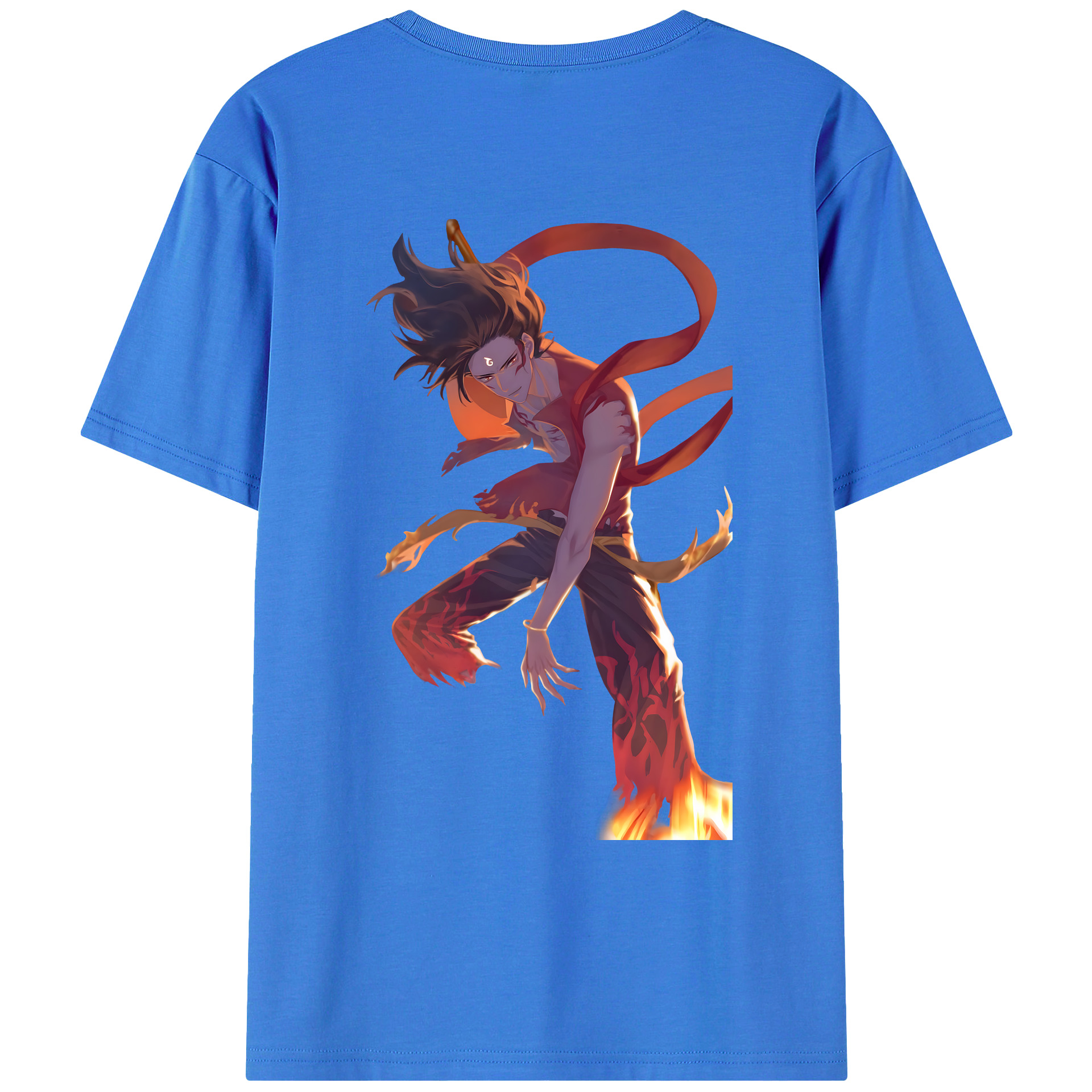 （画像用） Ne Zha 2 ナタ 魔童の大暴れ 綿100％ メンズ半袖Tシャツ（バックプリント） 通気性