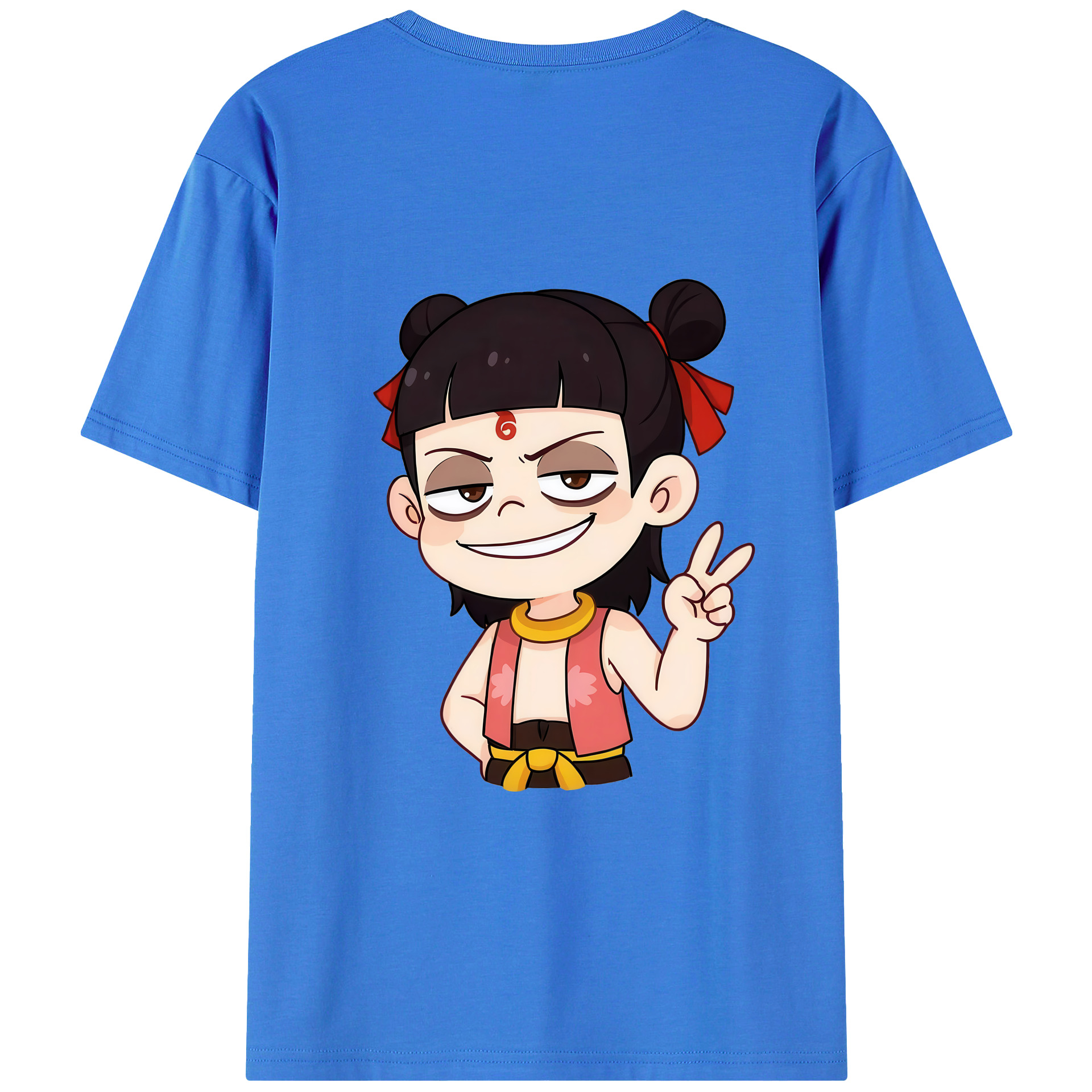 （画像用） Ne Zha 2 ナタ 魔童の大暴れ 綿100％ メンズ半袖Tシャツ（バックプリント） 通気性