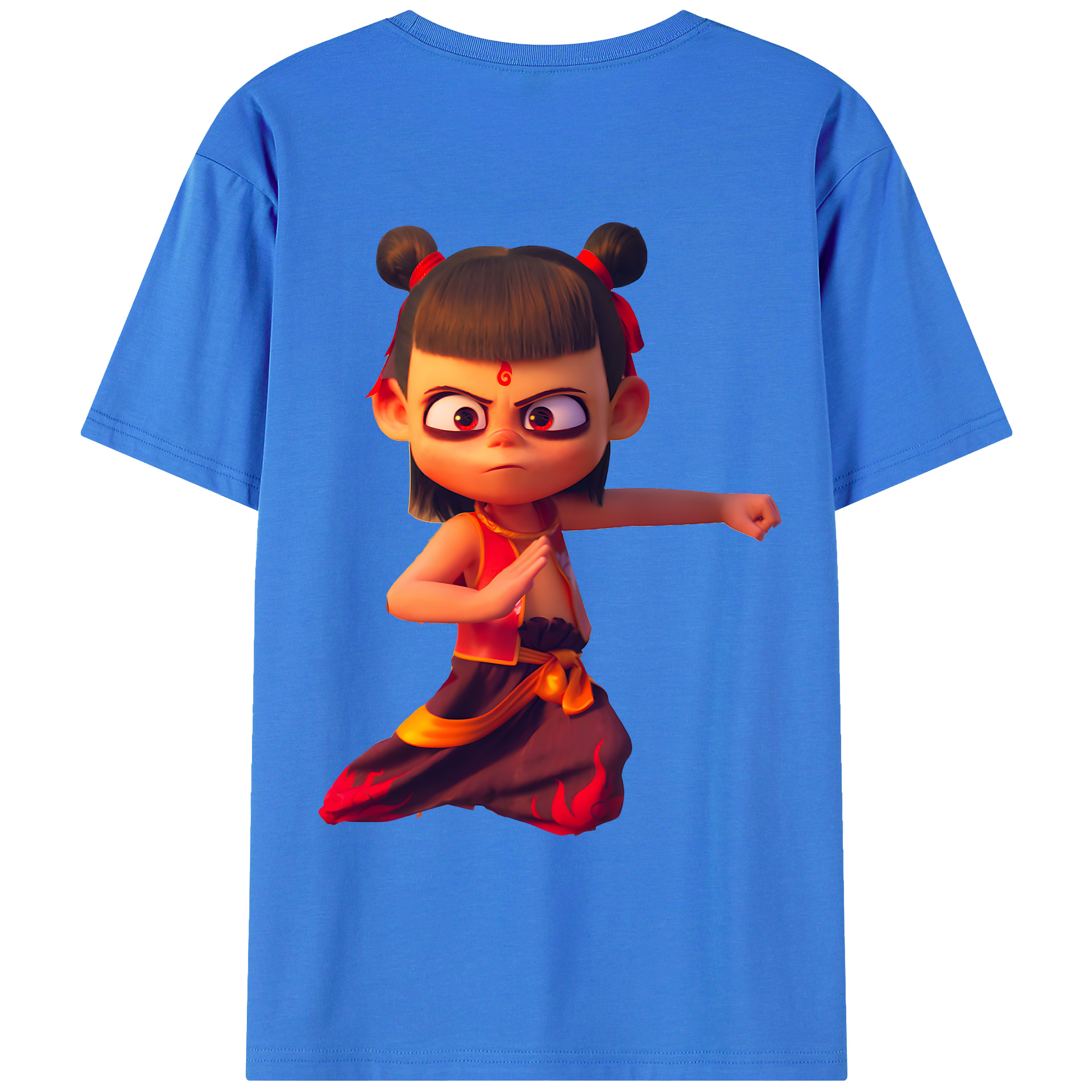 （画像用） Ne Zha 2 ナタ 魔童の大暴れ 綿100％ メンズ半袖Tシャツ（バックプリント） 通気性