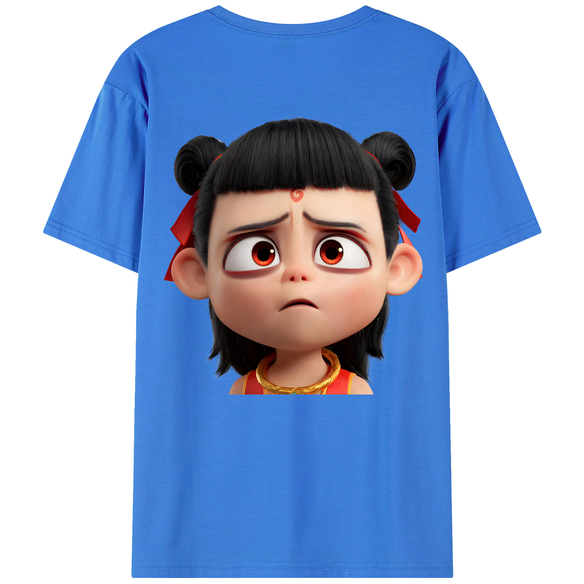 （画像用） Ne Zha 2 ナタ 魔童の大暴れ 綿100％ メンズ半袖Tシャツ（バックプリント） 通気性