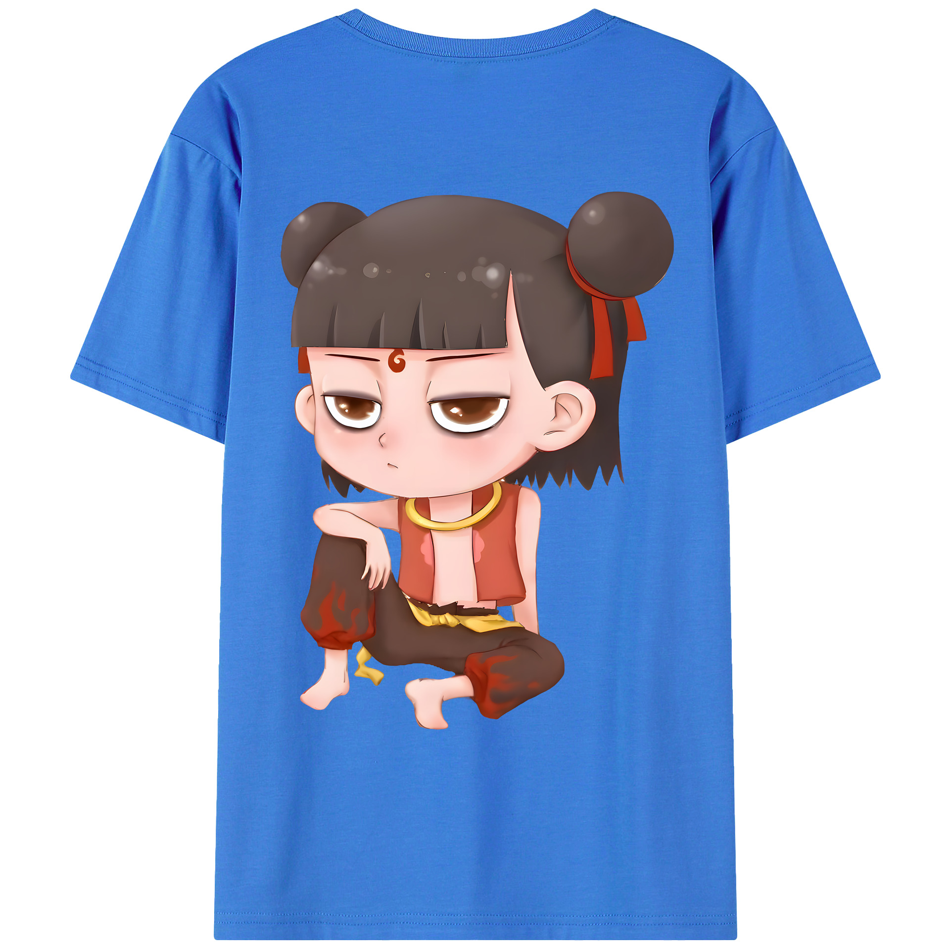 （画像用） Ne Zha 2 ナタ 魔童の大暴れ 綿100％ メンズ半袖Tシャツ（バックプリント） 通気性