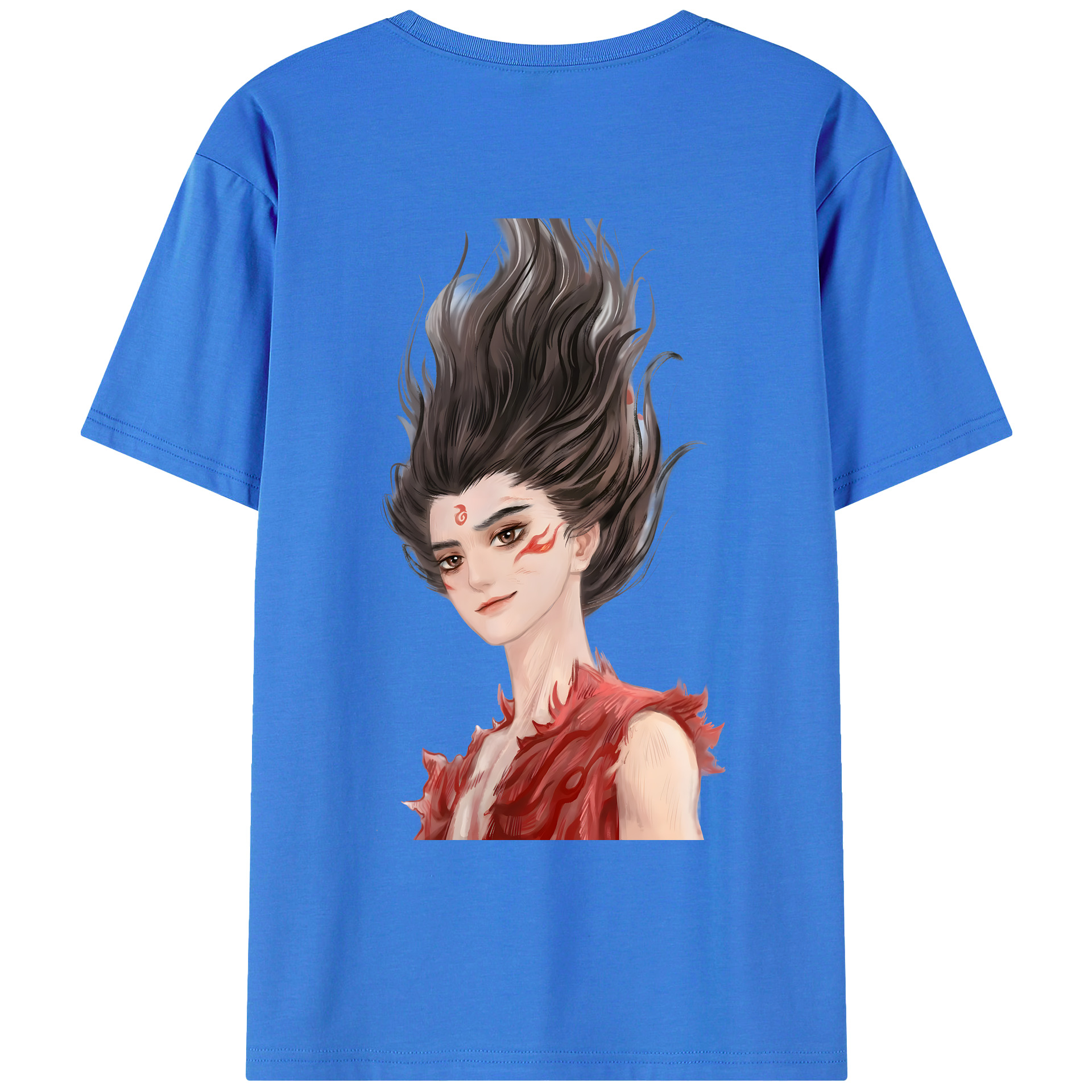 （画像用） Ne Zha 2 ナタ 魔童の大暴れ 綿100％ メンズ半袖Tシャツ（バックプリント） 通気性