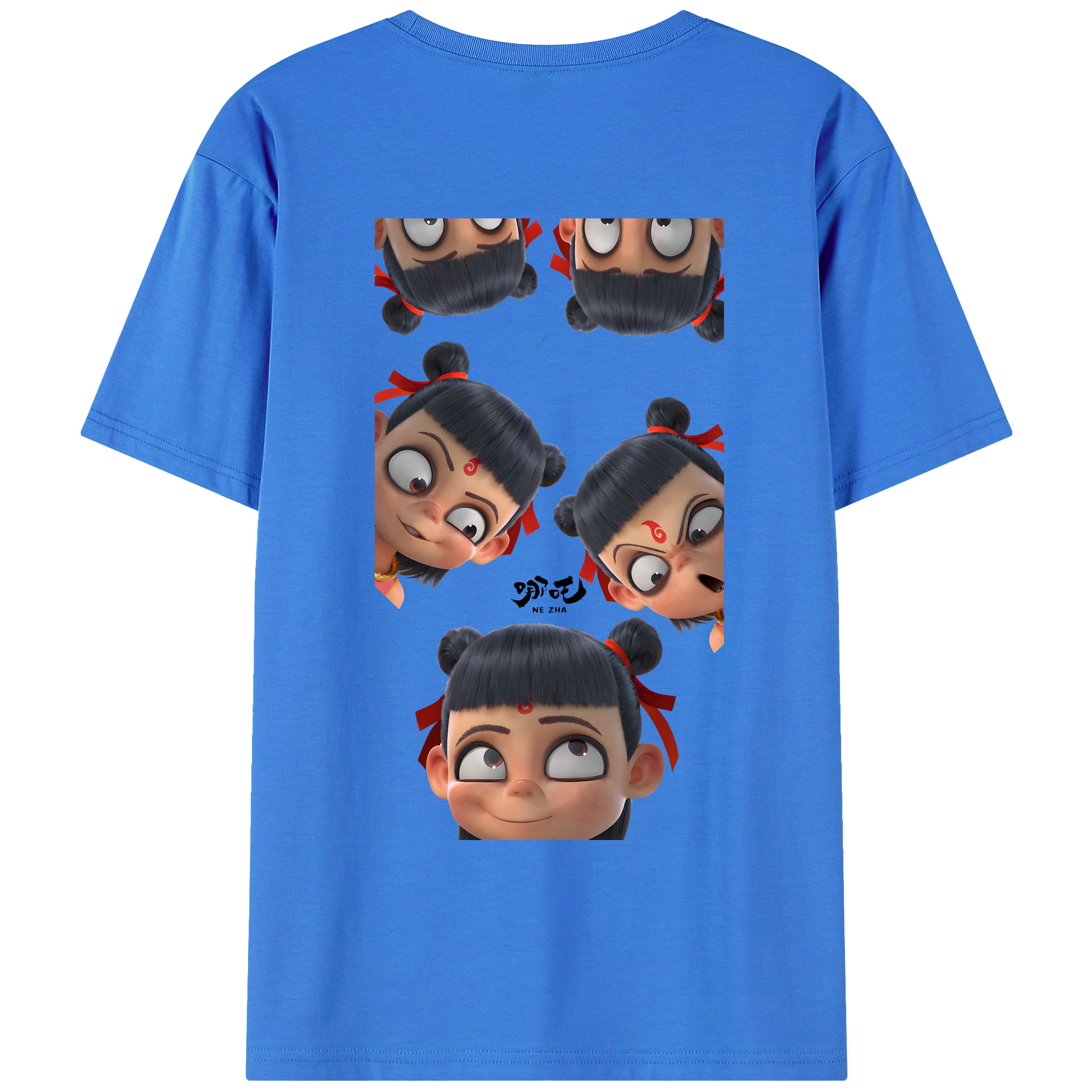 （画像用） Ne Zha 2 ナタ 魔童の大暴れ 綿100％ メンズ半袖Tシャツ（バックプリント） 通気性
