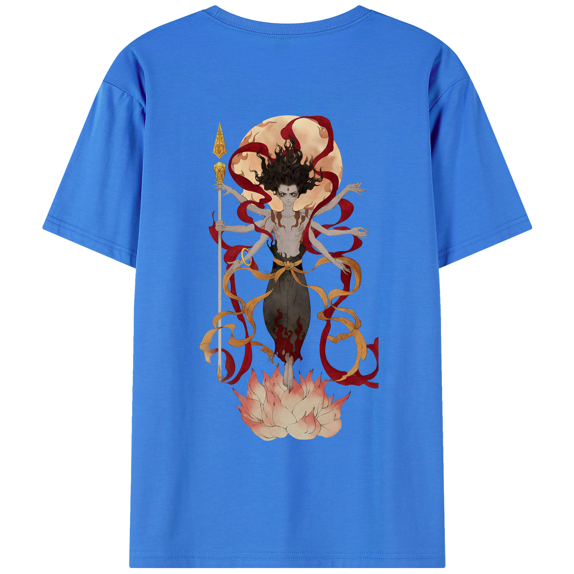 （画像用） Ne Zha 2 ナタ 魔童の大暴れ 綿100％ メンズ半袖Tシャツ（バックプリント） 通気性