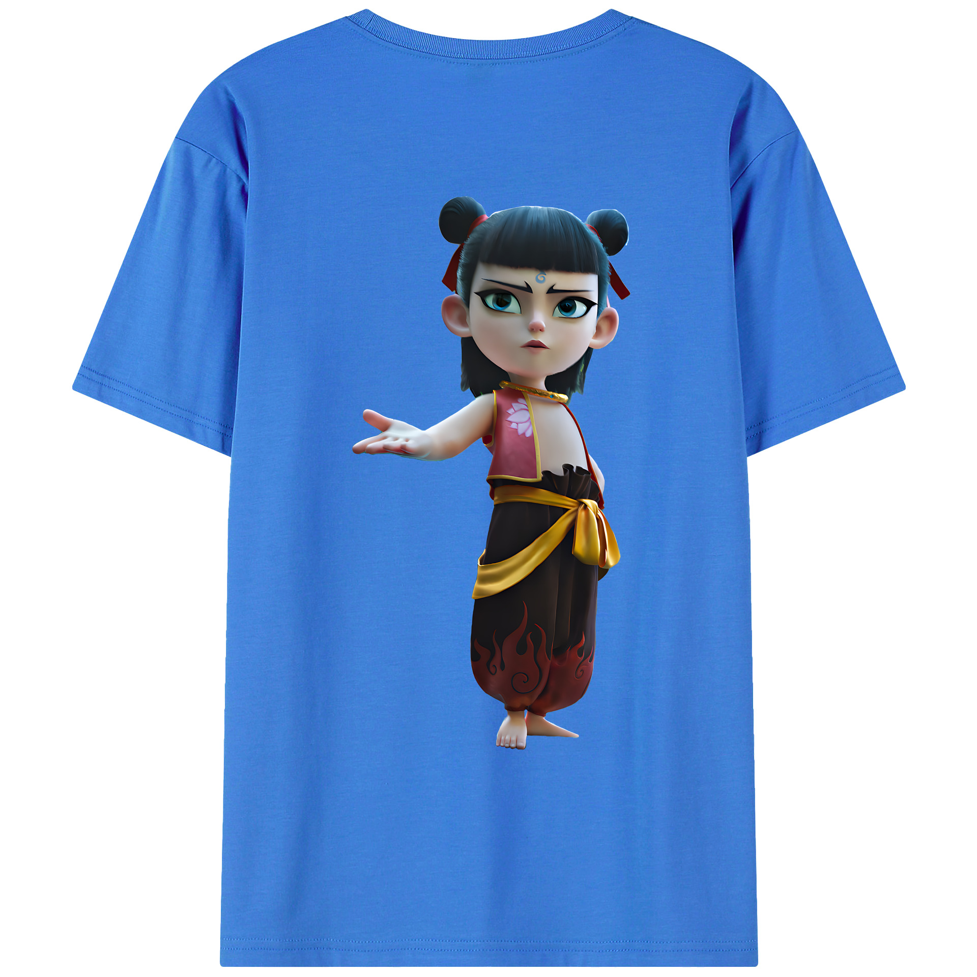 （画像用） Ne Zha 2 ナタ 魔童の大暴れ 綿100％ メンズ半袖Tシャツ（バックプリント） 通気性