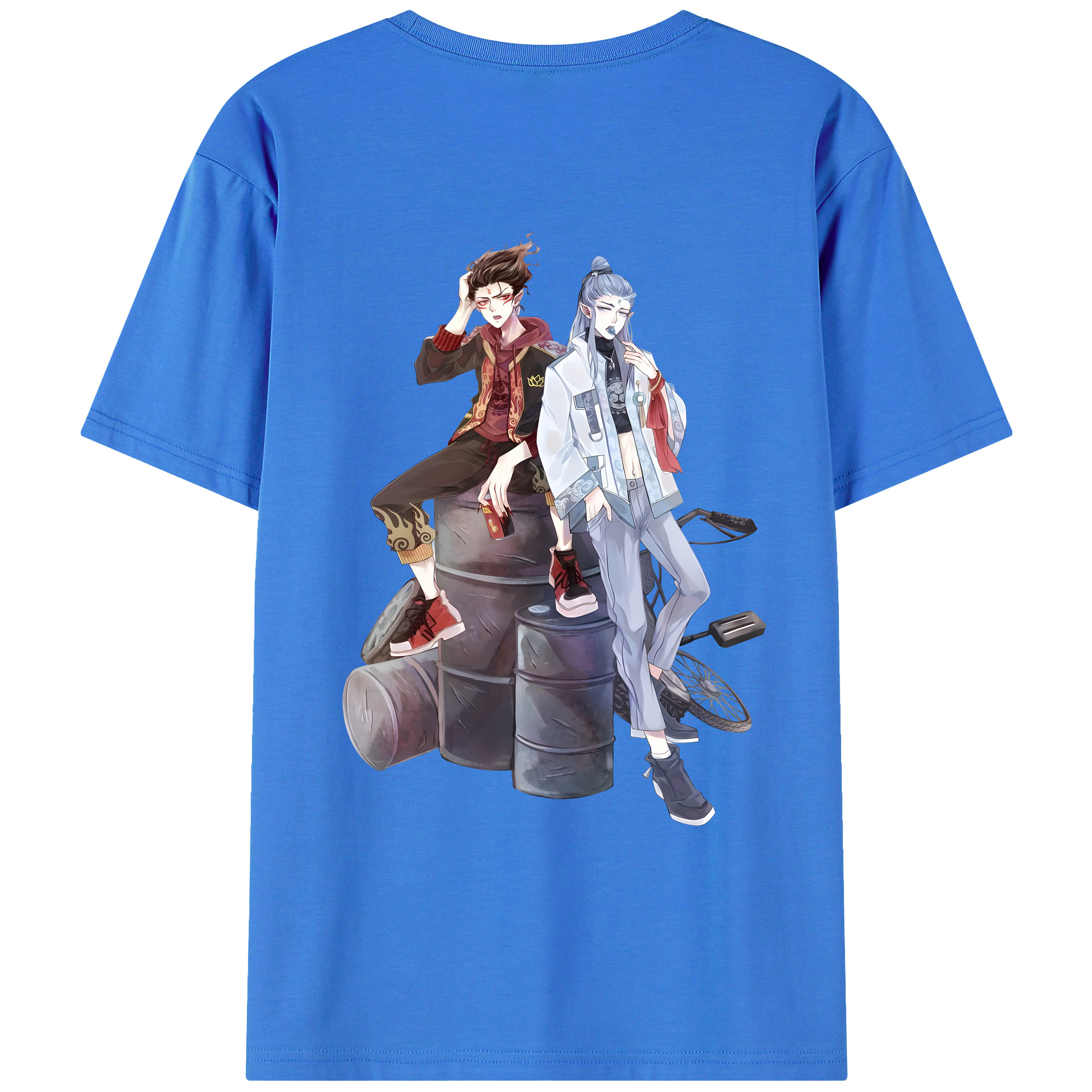 （画像用） Ne Zha 2 ナタ 魔童の大暴れ 綿100％ メンズ半袖Tシャツ（バックプリント） 通気性