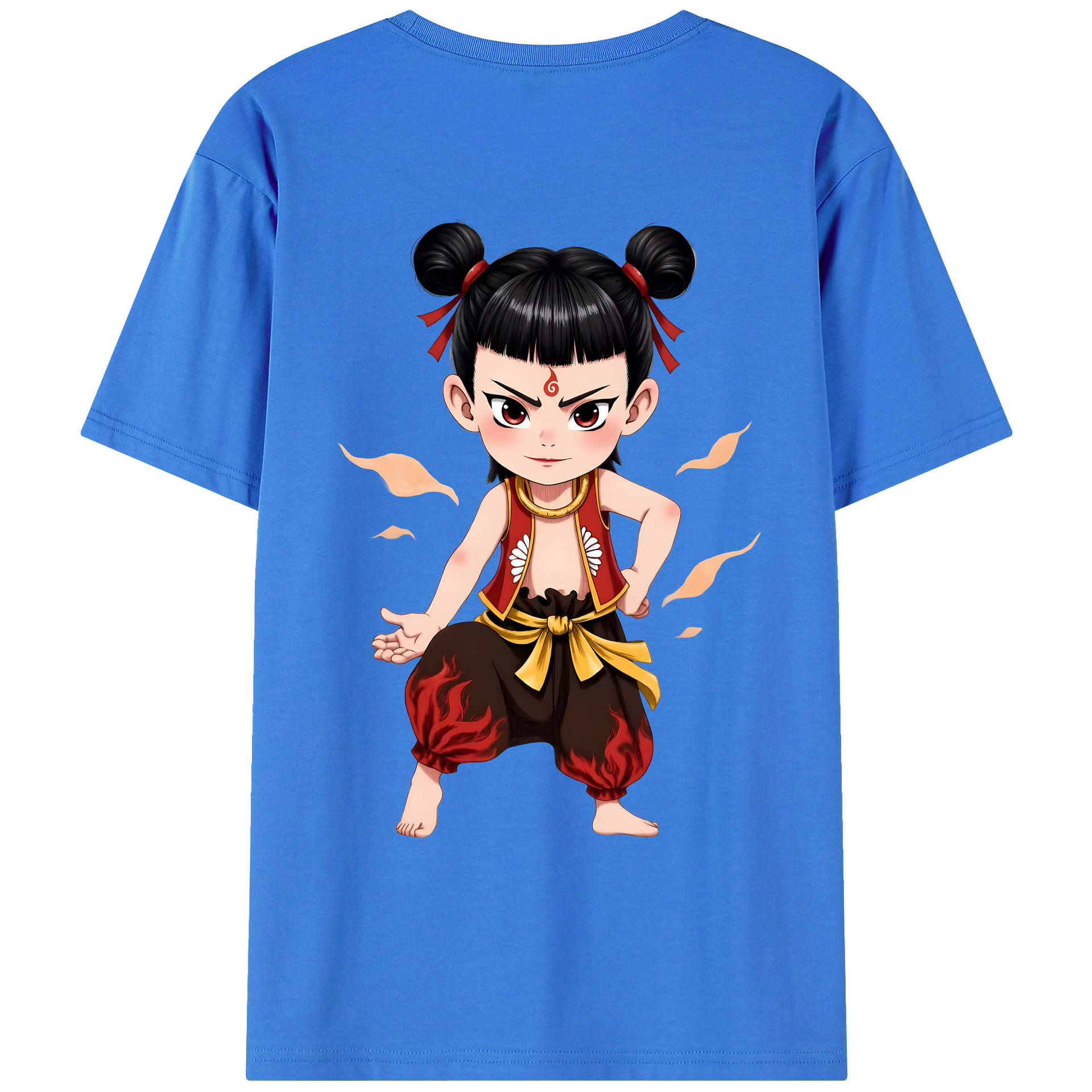 （画像用） Ne Zha 2 ナタ 魔童の大暴れ 綿100％ メンズ半袖Tシャツ（バックプリント） 通気性