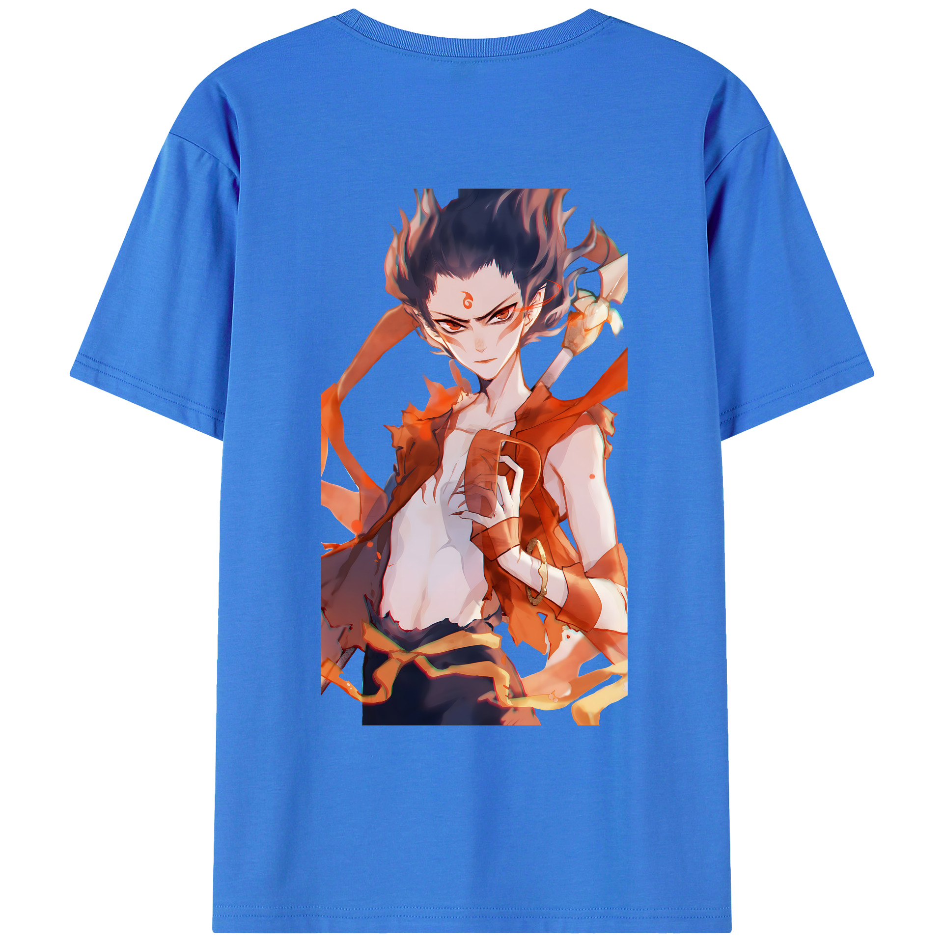 （画像用） Ne Zha 2 ナタ 魔童の大暴れ 綿100％ メンズ半袖Tシャツ（バックプリント） 通気性