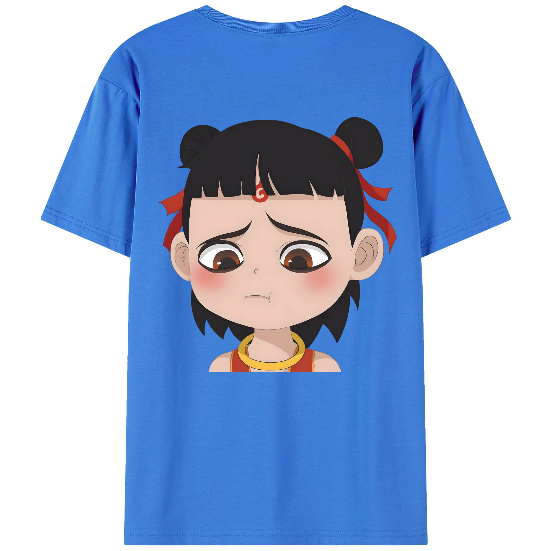 （画像用） Ne Zha 2 ナタ 魔童の大暴れ 綿100％ メンズ半袖Tシャツ（バックプリント） 通気性