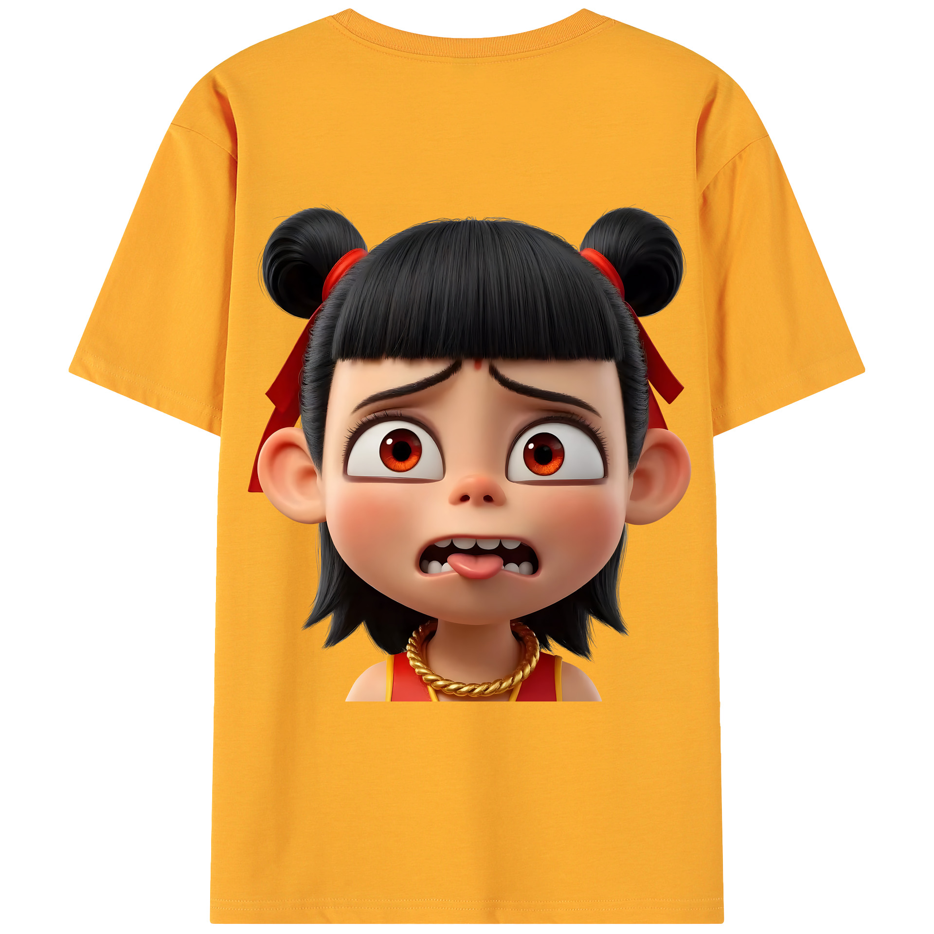 （画像用） Ne Zha 2 ナタ 魔童の大暴れ 綿100％ メンズ半袖Tシャツ（バックプリント） 通気性