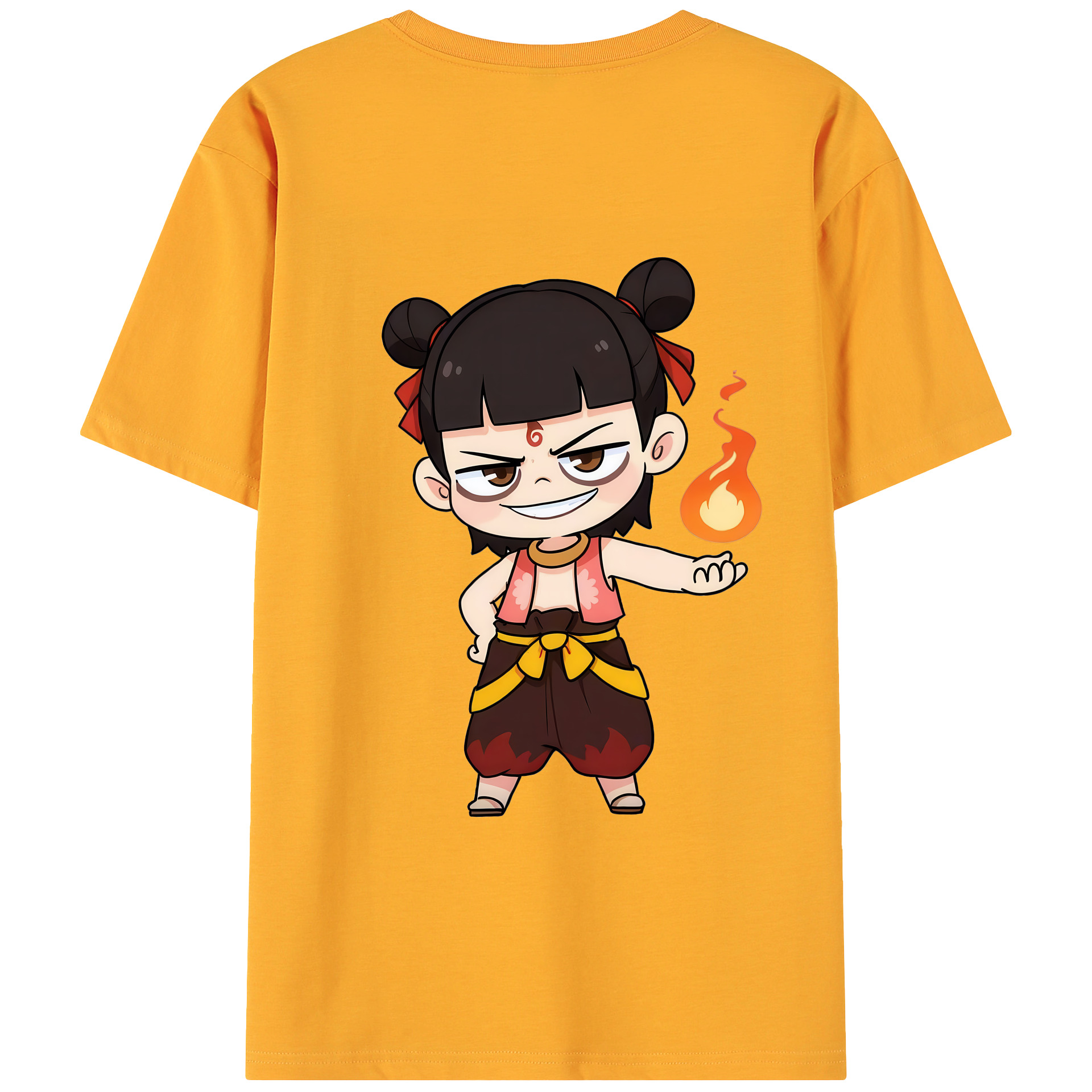 （画像用） Ne Zha 2 ナタ 魔童の大暴れ 綿100％ メンズ半袖Tシャツ（バックプリント） 通気性