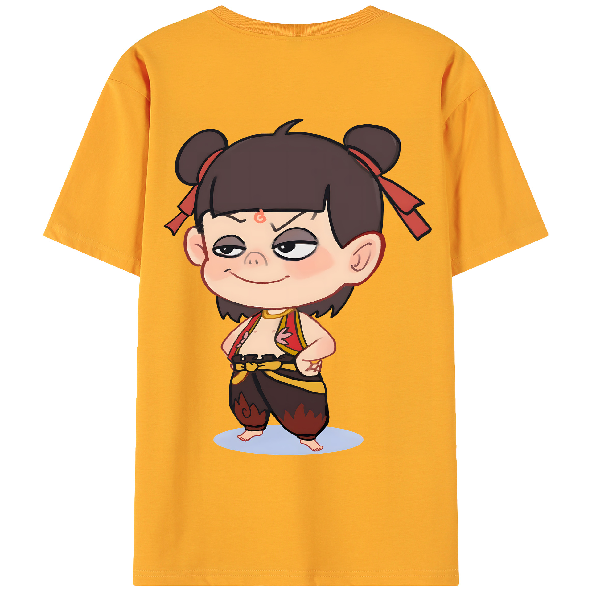 （画像用） Ne Zha 2 ナタ 魔童の大暴れ 綿100％ メンズ半袖Tシャツ（バックプリント） 通気性