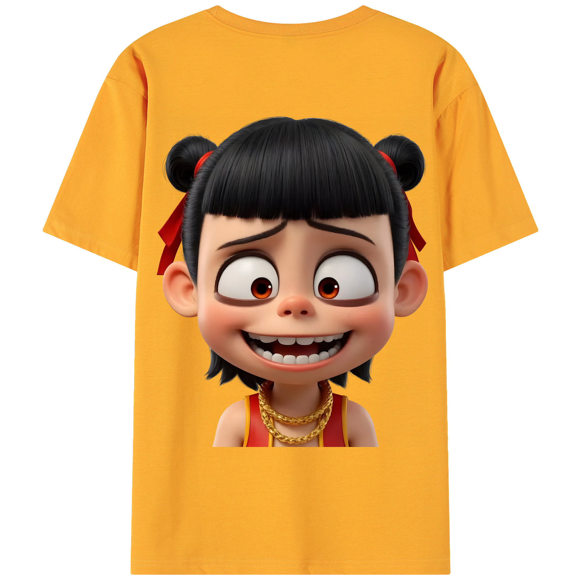 （画像用） Ne Zha 2 ナタ 魔童の大暴れ 綿100％ メンズ半袖Tシャツ（バックプリント） 通気性