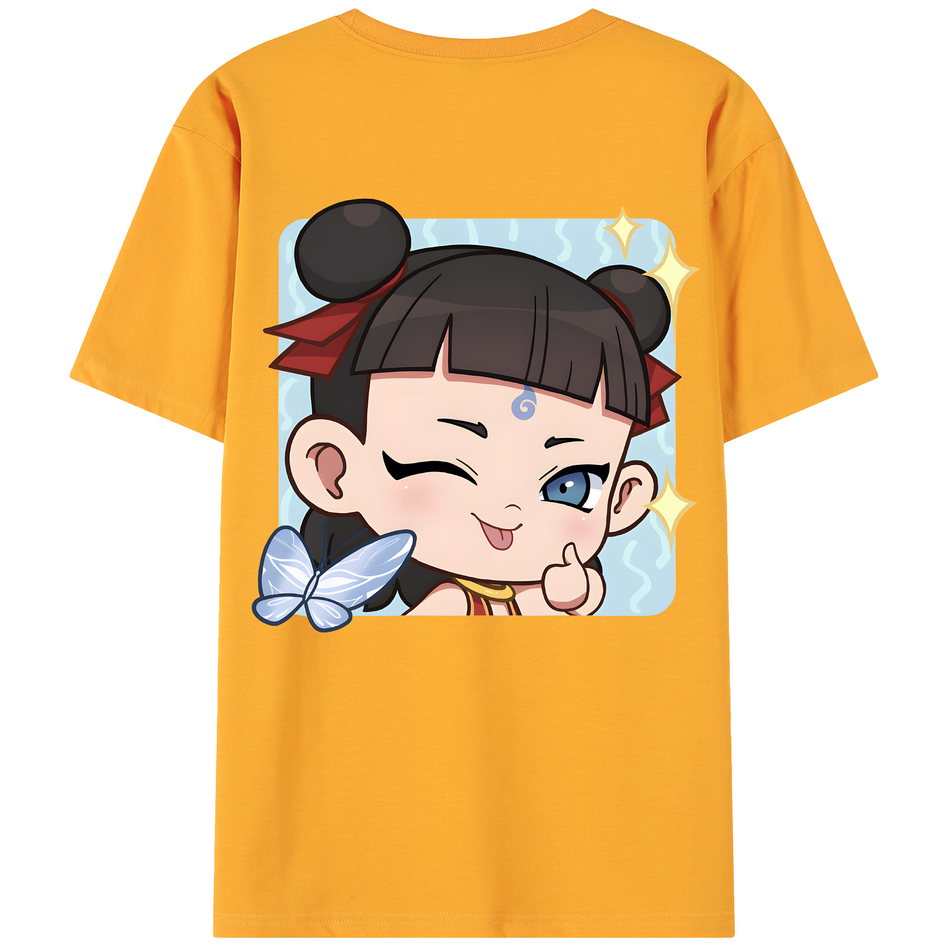（画像用） Ne Zha 2 ナタ 魔童の大暴れ 綿100％ メンズ半袖Tシャツ（バックプリント） 通気性