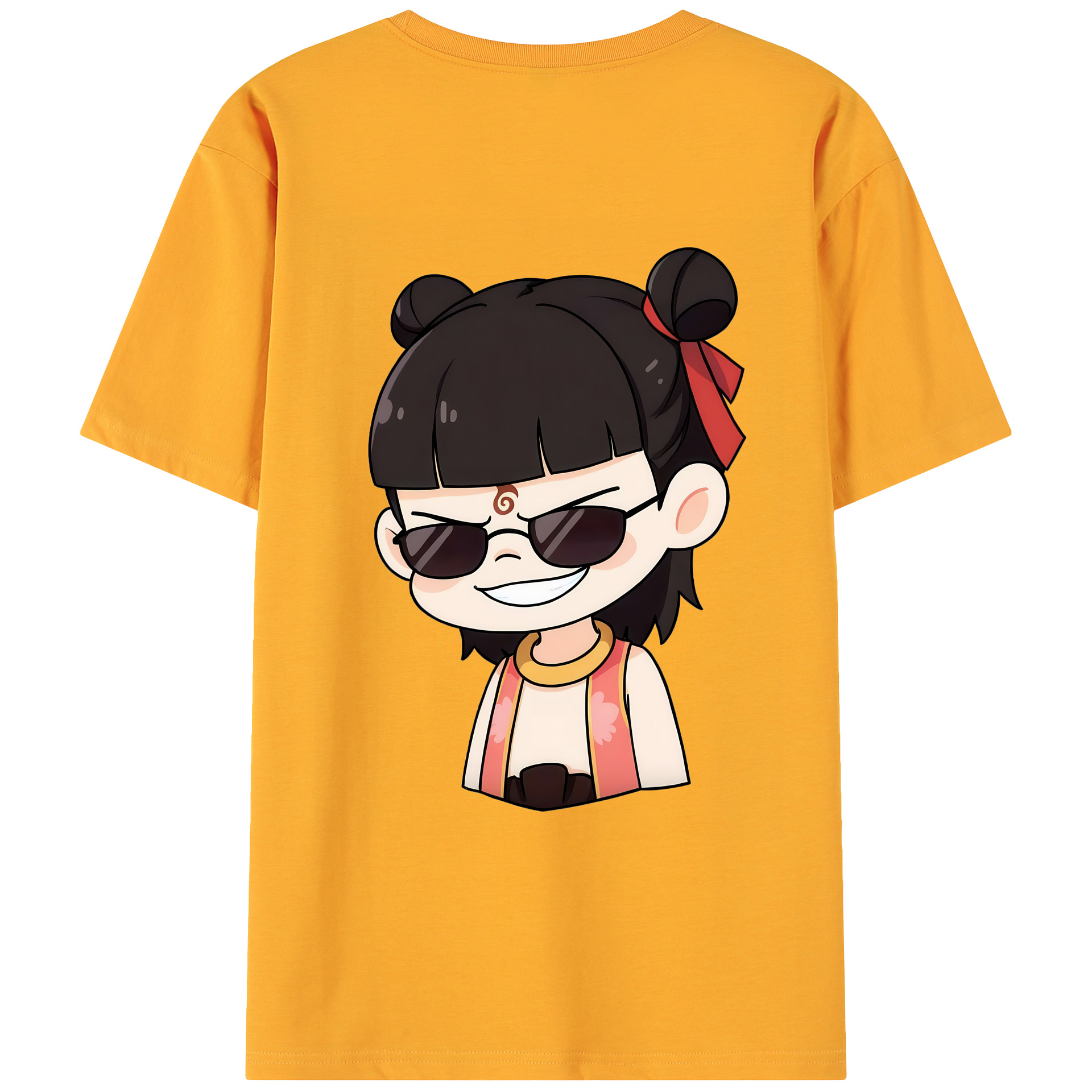 （画像用） Ne Zha 2 ナタ 魔童の大暴れ 綿100％ メンズ半袖Tシャツ（バックプリント） 通気性