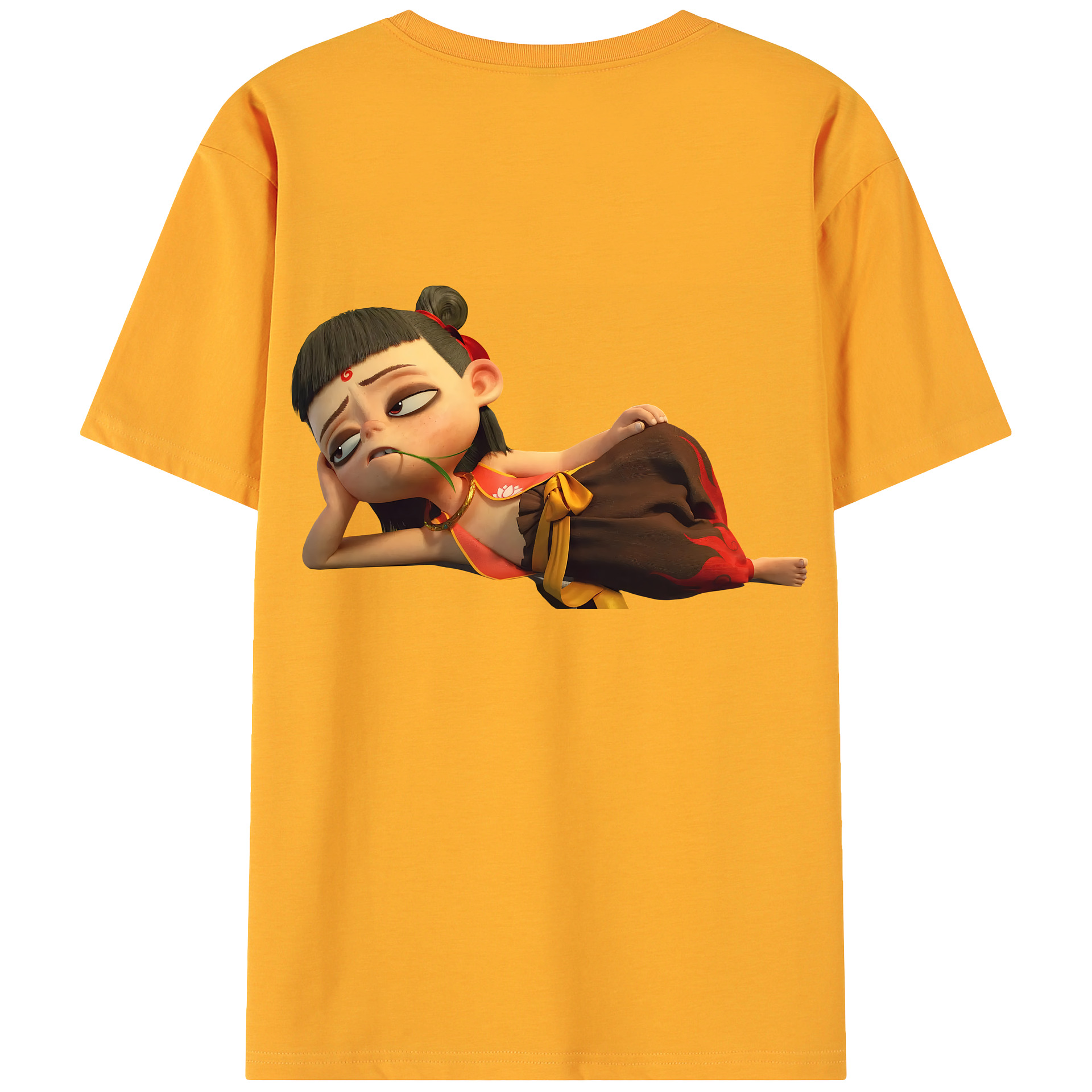 （画像用） Ne Zha 2 ナタ 魔童の大暴れ 綿100％ メンズ半袖Tシャツ（バックプリント） 通気性