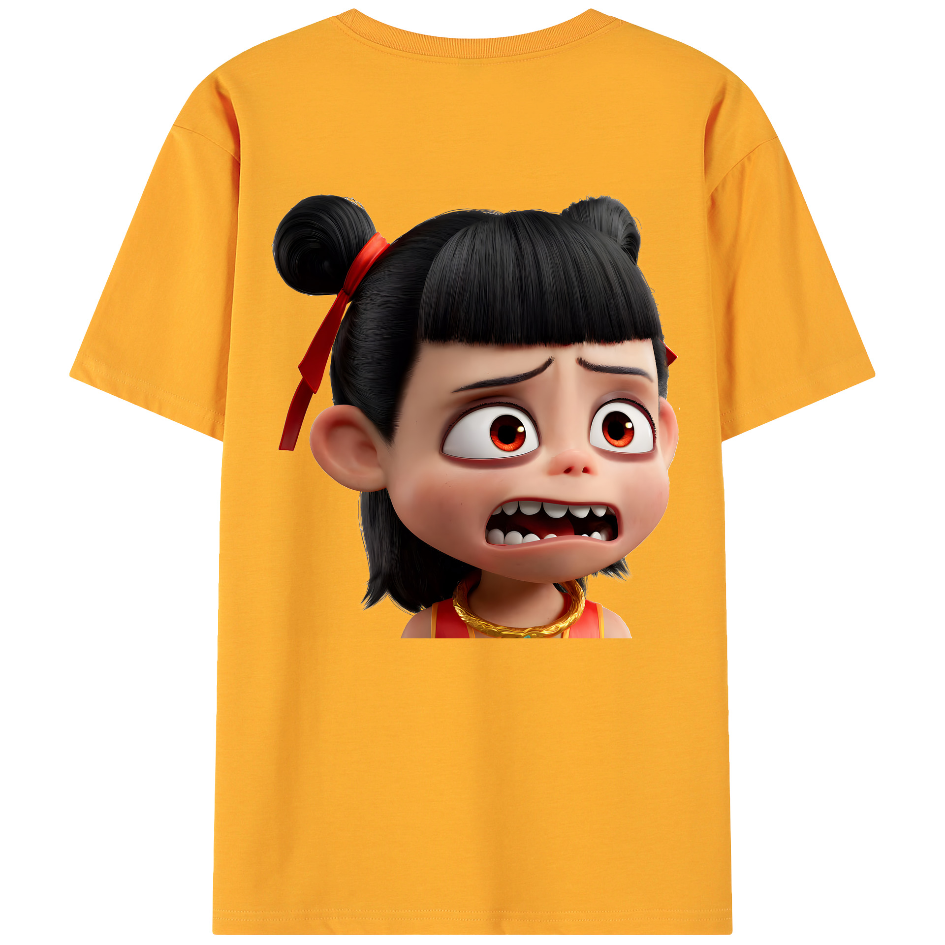 （画像用） Ne Zha 2 ナタ 魔童の大暴れ 綿100％ メンズ半袖Tシャツ（バックプリント） 通気性