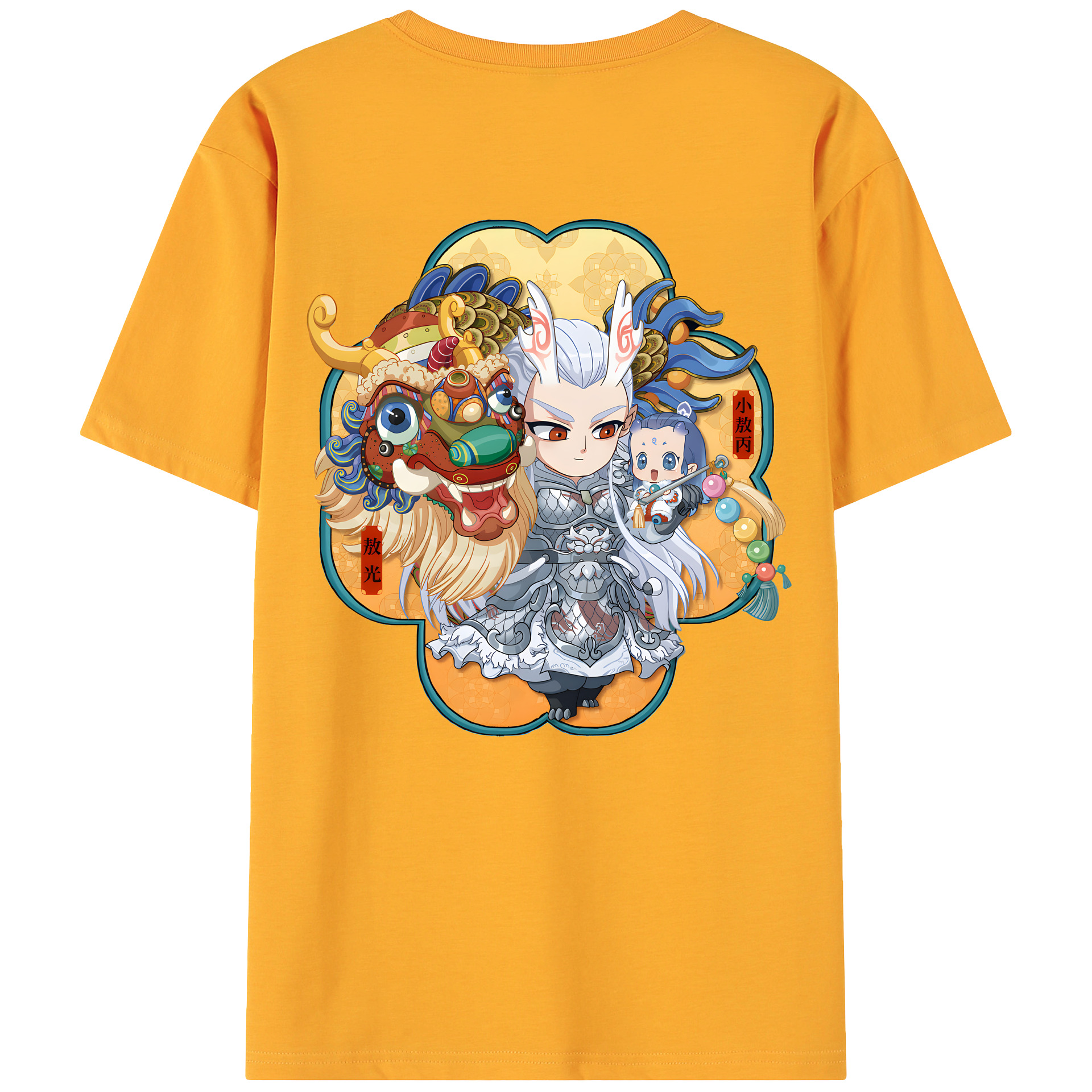 （画像用） Ne Zha 2 ナタ 魔童の大暴れ 綿100％ メンズ半袖Tシャツ（バックプリント） 通気性