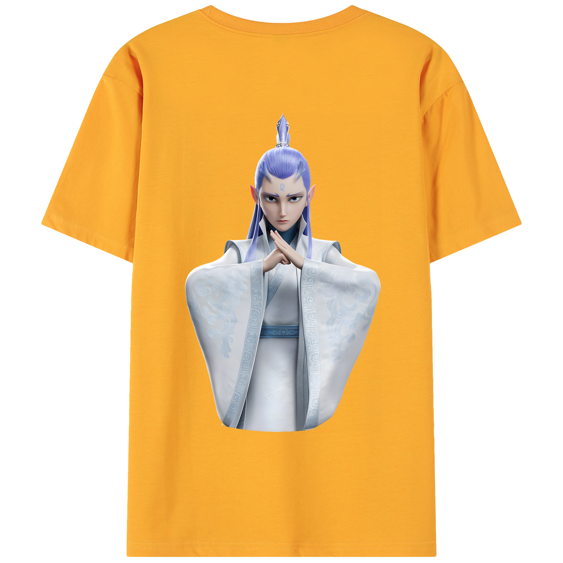 （画像用） Ne Zha 2 ナタ 魔童の大暴れ 綿100％ メンズ半袖Tシャツ（バックプリント） 通気性