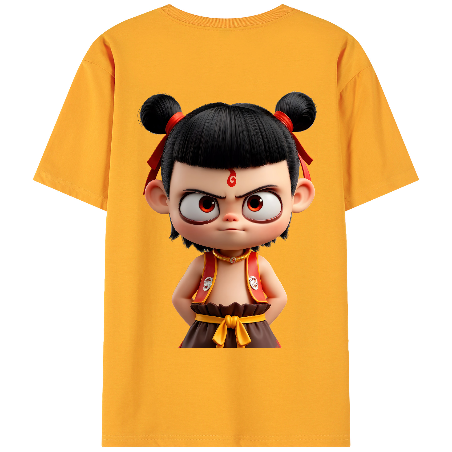 （画像用） Ne Zha 2 ナタ 魔童の大暴れ 綿100％ メンズ半袖Tシャツ（バックプリント） 通気性