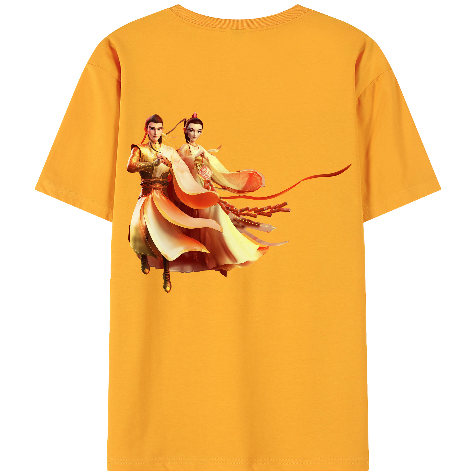 （画像用） Ne Zha 2 ナタ 魔童の大暴れ 綿100％ メンズ半袖Tシャツ（バックプリント） 通気性