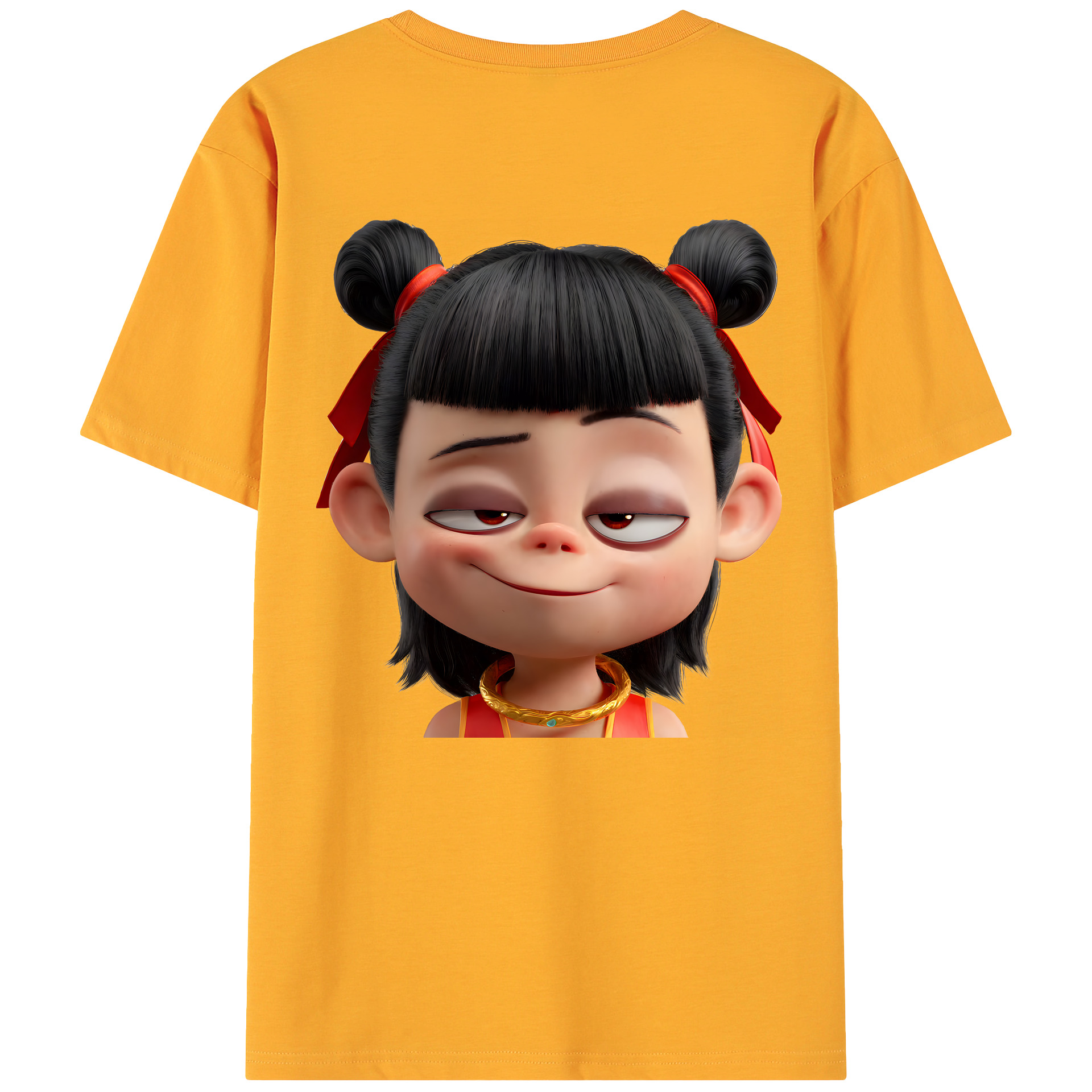 （画像用） Ne Zha 2 ナタ 魔童の大暴れ 綿100％ メンズ半袖Tシャツ（バックプリント） 通気性
