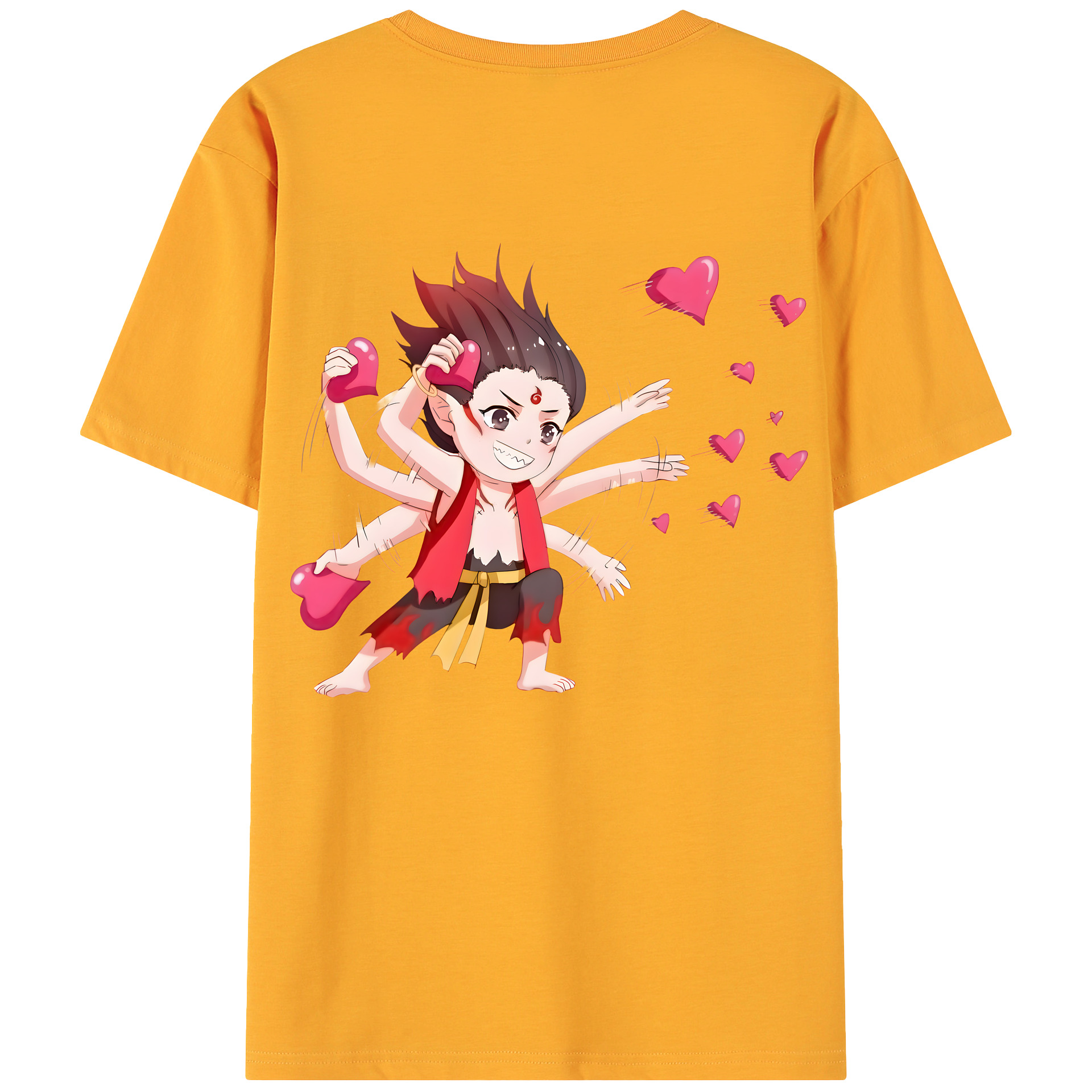 （画像用） Ne Zha 2 ナタ 魔童の大暴れ 綿100％ メンズ半袖Tシャツ（バックプリント） 通気性