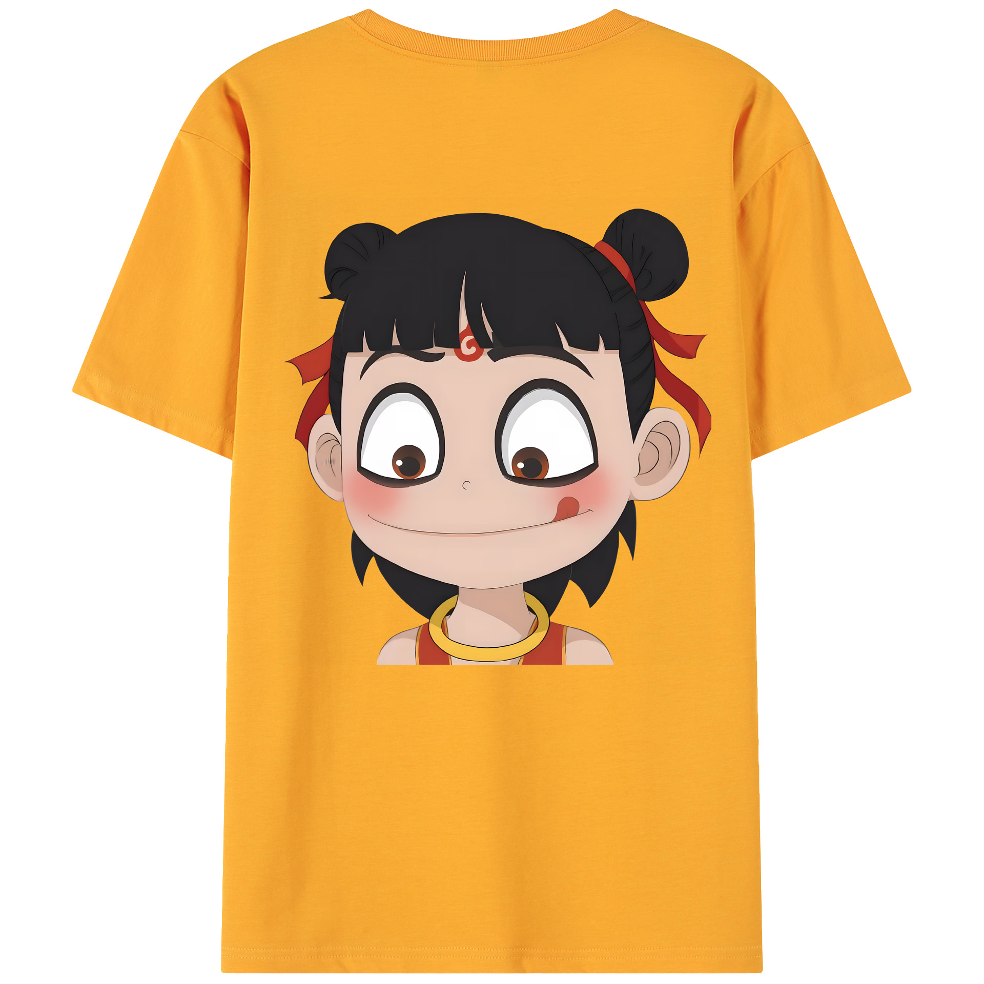 （画像用） Ne Zha 2 ナタ 魔童の大暴れ 綿100％ メンズ半袖Tシャツ（バックプリント） 通気性
