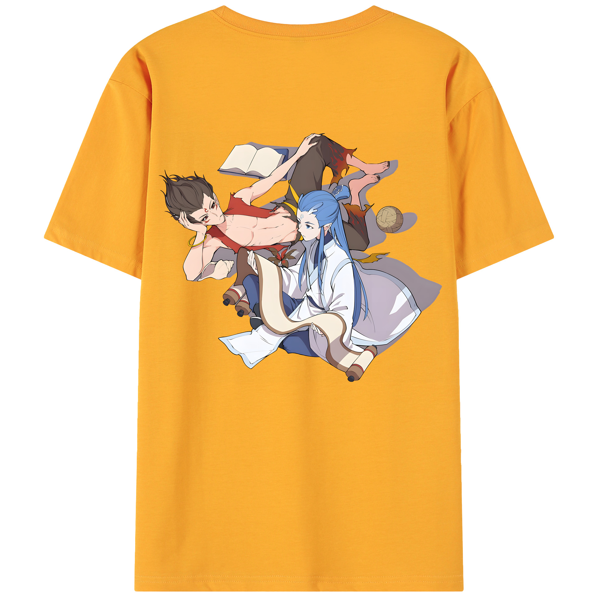 （画像用） Ne Zha 2 ナタ 魔童の大暴れ 綿100％ メンズ半袖Tシャツ（バックプリント） 通気性