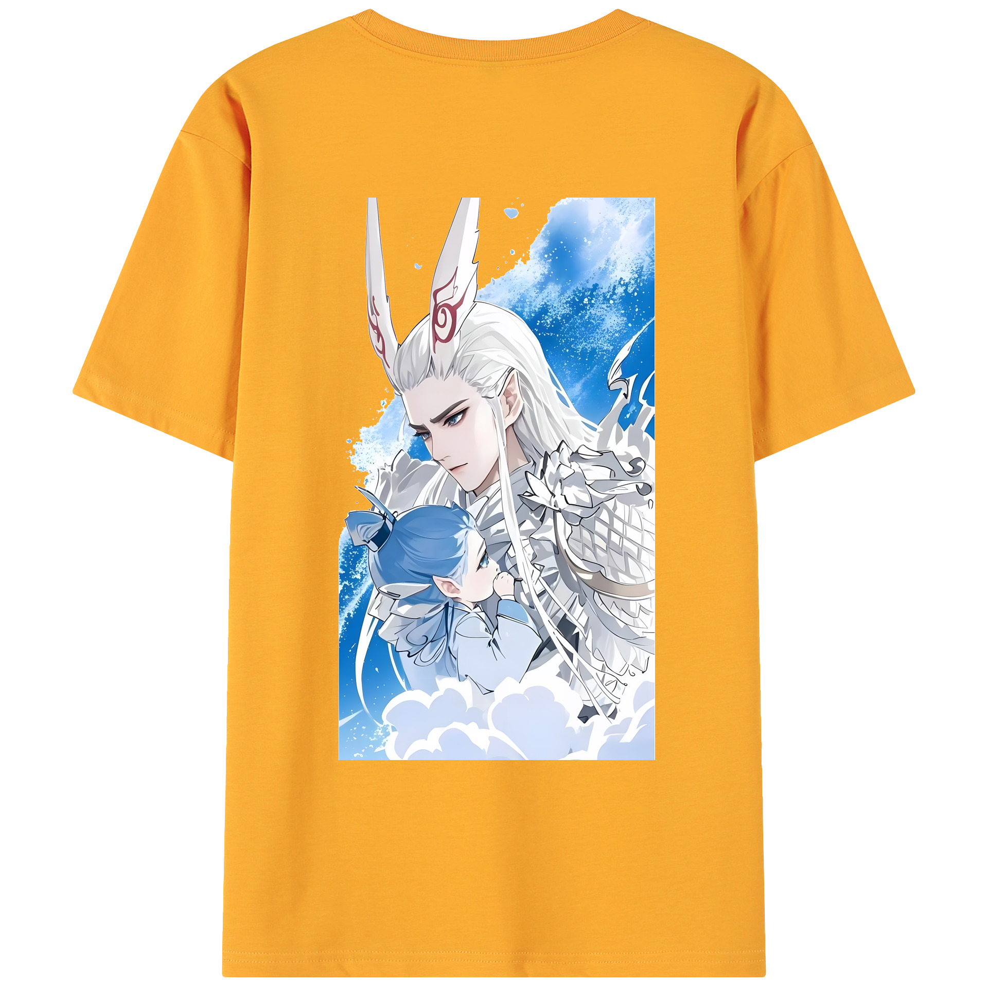 （画像用） Ne Zha 2 ナタ 魔童の大暴れ 綿100％ メンズ半袖Tシャツ（バックプリント） 通気性