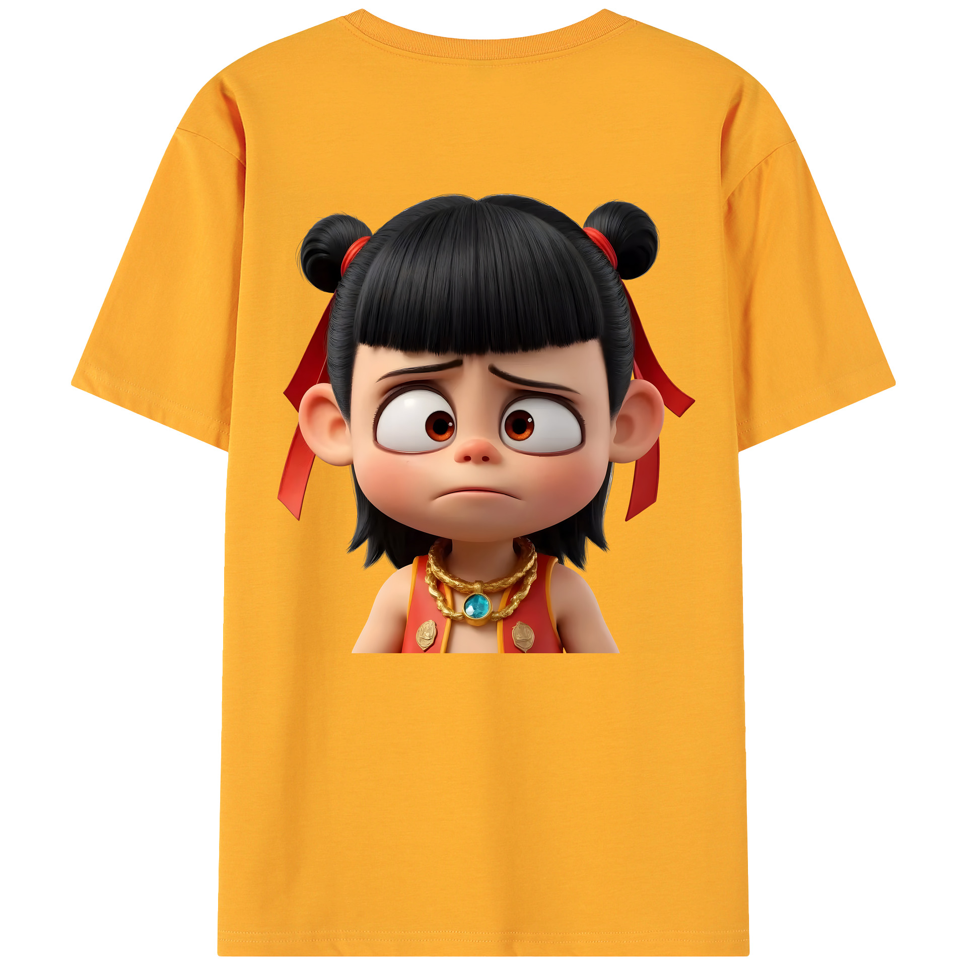 （画像用） Ne Zha 2 ナタ 魔童の大暴れ 綿100％ メンズ半袖Tシャツ（バックプリント） 通気性