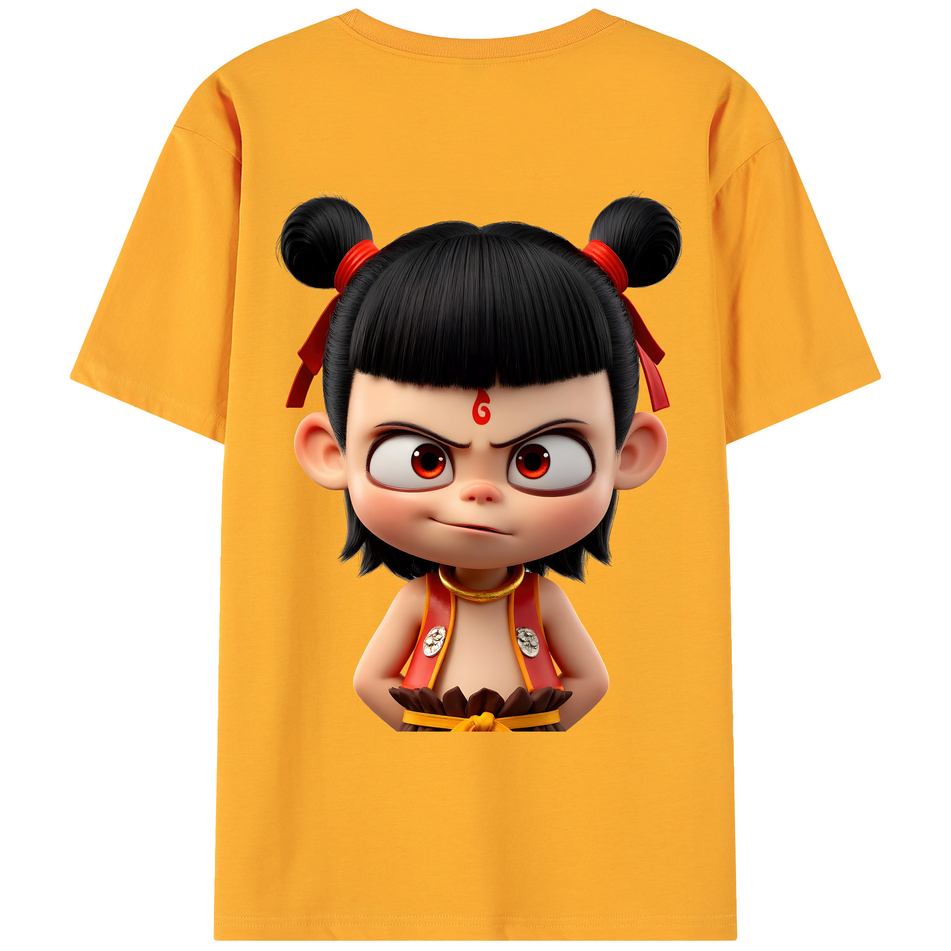 （画像用） Ne Zha 2 ナタ 魔童の大暴れ 綿100％ メンズ半袖Tシャツ（バックプリント） 通気性