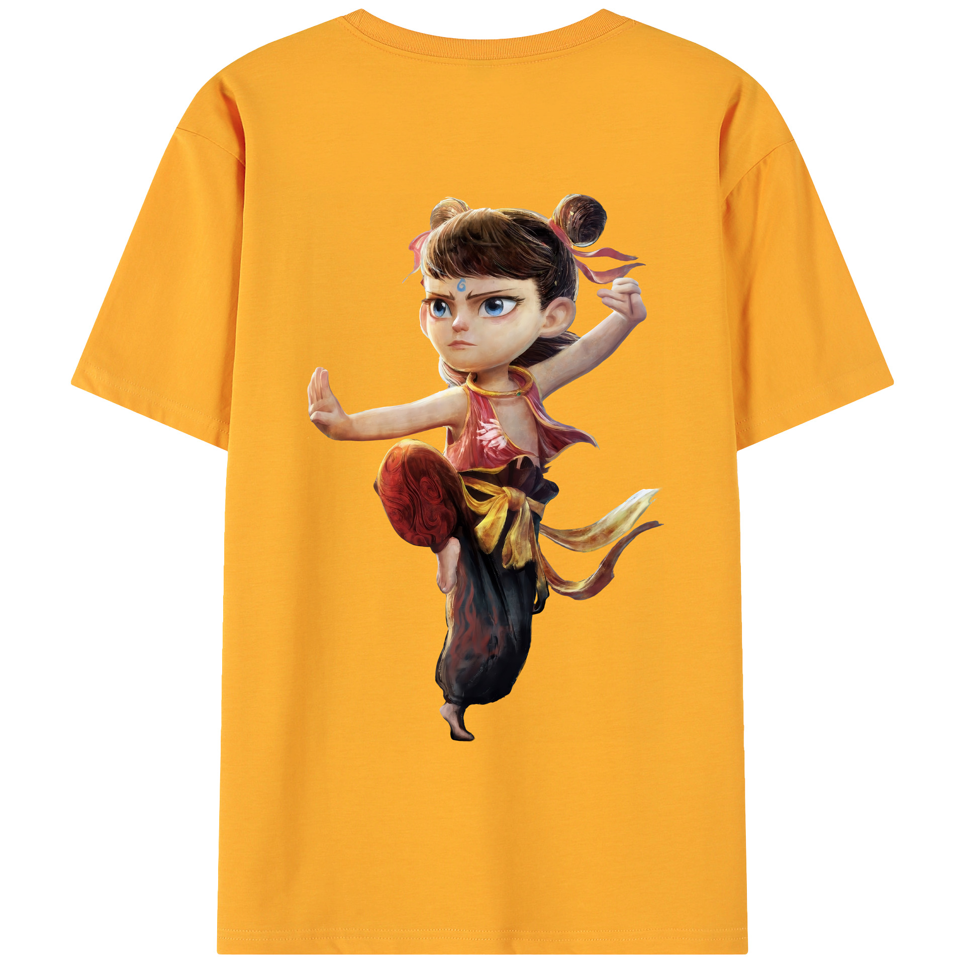 （画像用） Ne Zha 2 ナタ 魔童の大暴れ 綿100％ メンズ半袖Tシャツ（バックプリント） 通気性