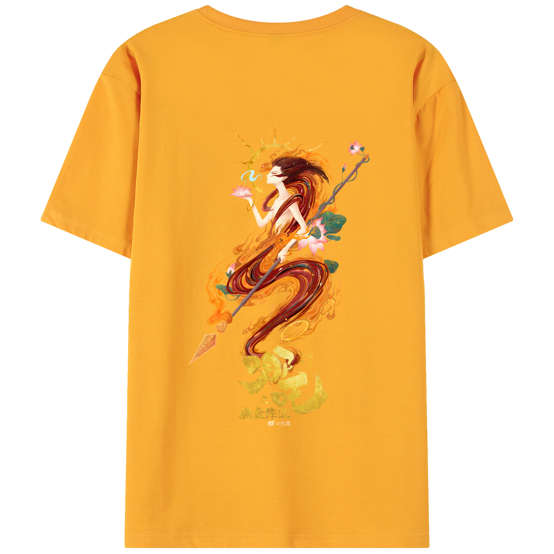 （画像用） Ne Zha 2 ナタ 魔童の大暴れ 綿100％ メンズ半袖Tシャツ（バックプリント） 通気性