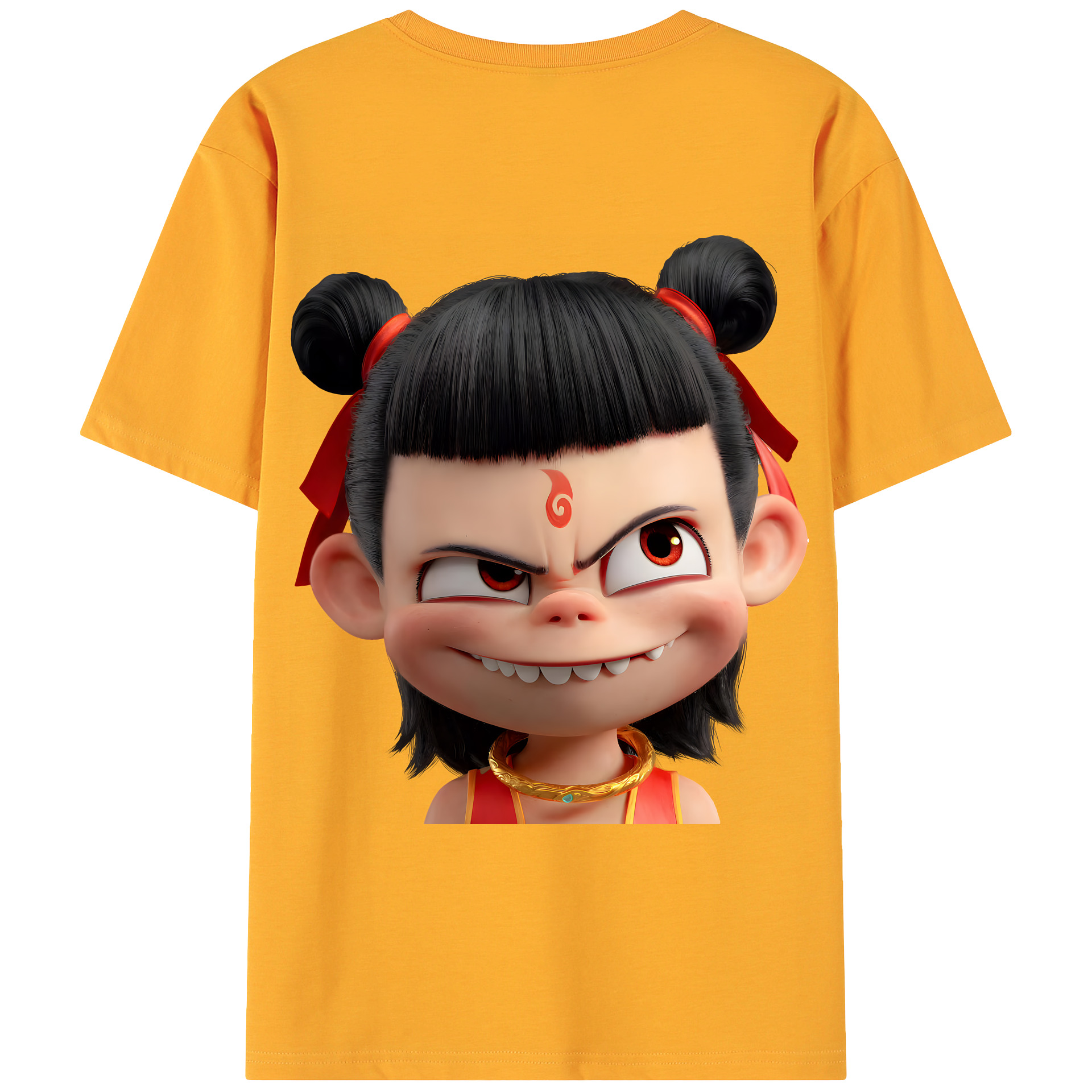 （画像用） Ne Zha 2 ナタ 魔童の大暴れ 綿100％ メンズ半袖Tシャツ（バックプリント） 通気性