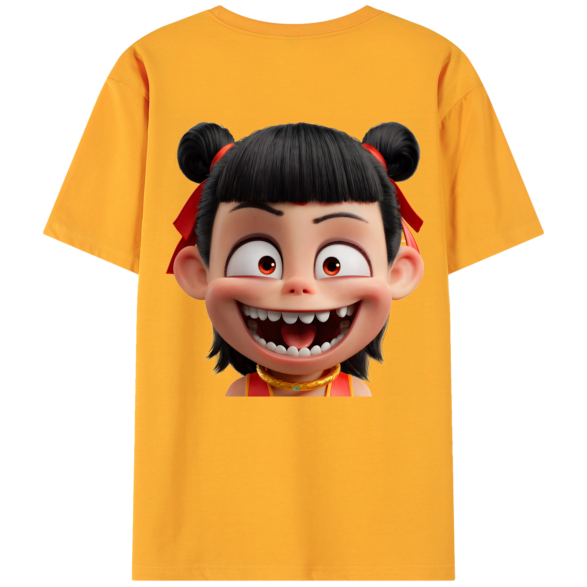 （画像用） Ne Zha 2 ナタ 魔童の大暴れ 綿100％ メンズ半袖Tシャツ（バックプリント） 通気性