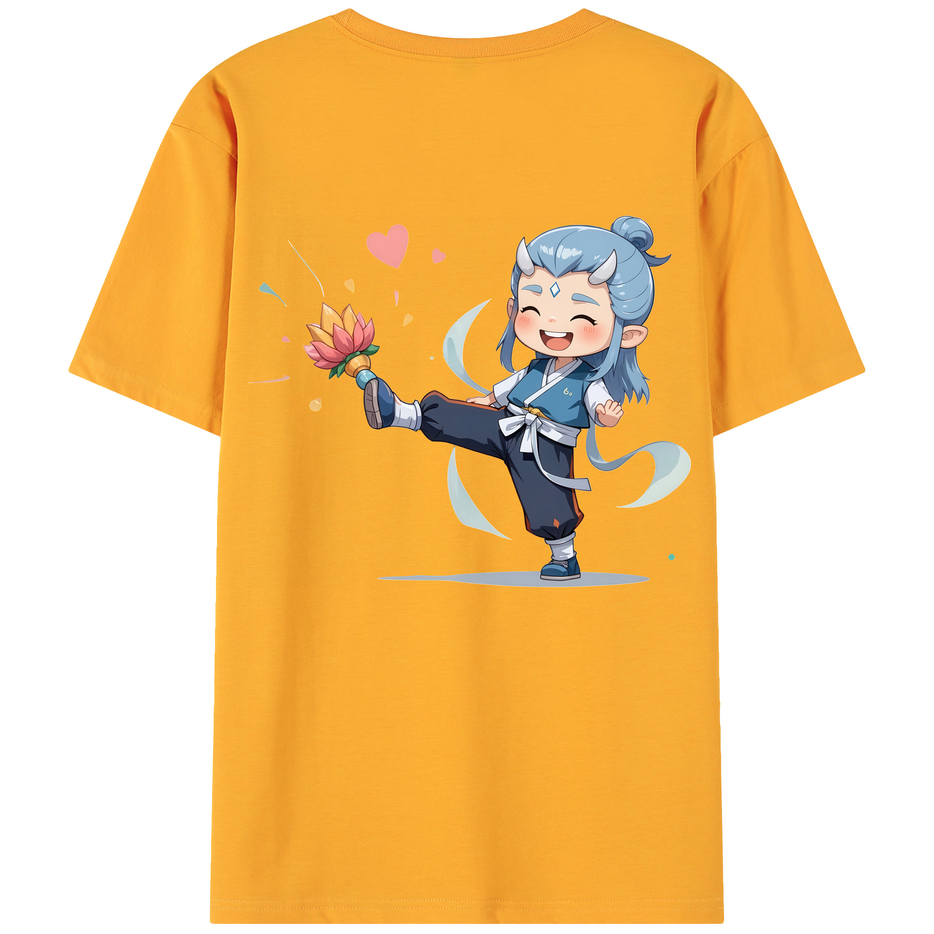 （画像用） Ne Zha 2 ナタ 魔童の大暴れ 綿100％ メンズ半袖Tシャツ（バックプリント） 通気性