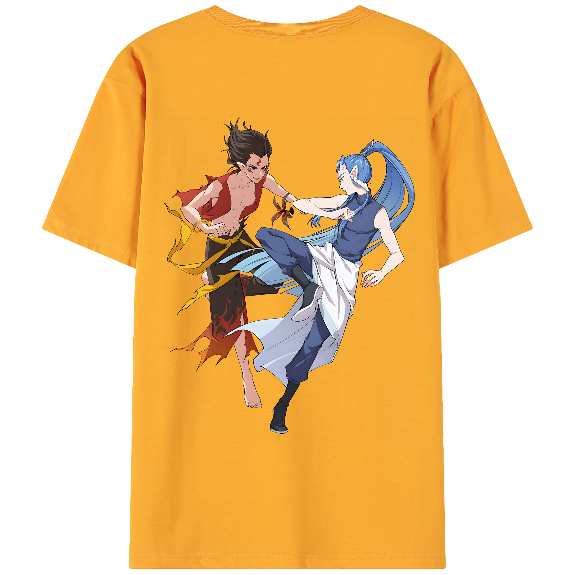 （画像用） Ne Zha 2 ナタ 魔童の大暴れ 綿100％ メンズ半袖Tシャツ（バックプリント） 通気性