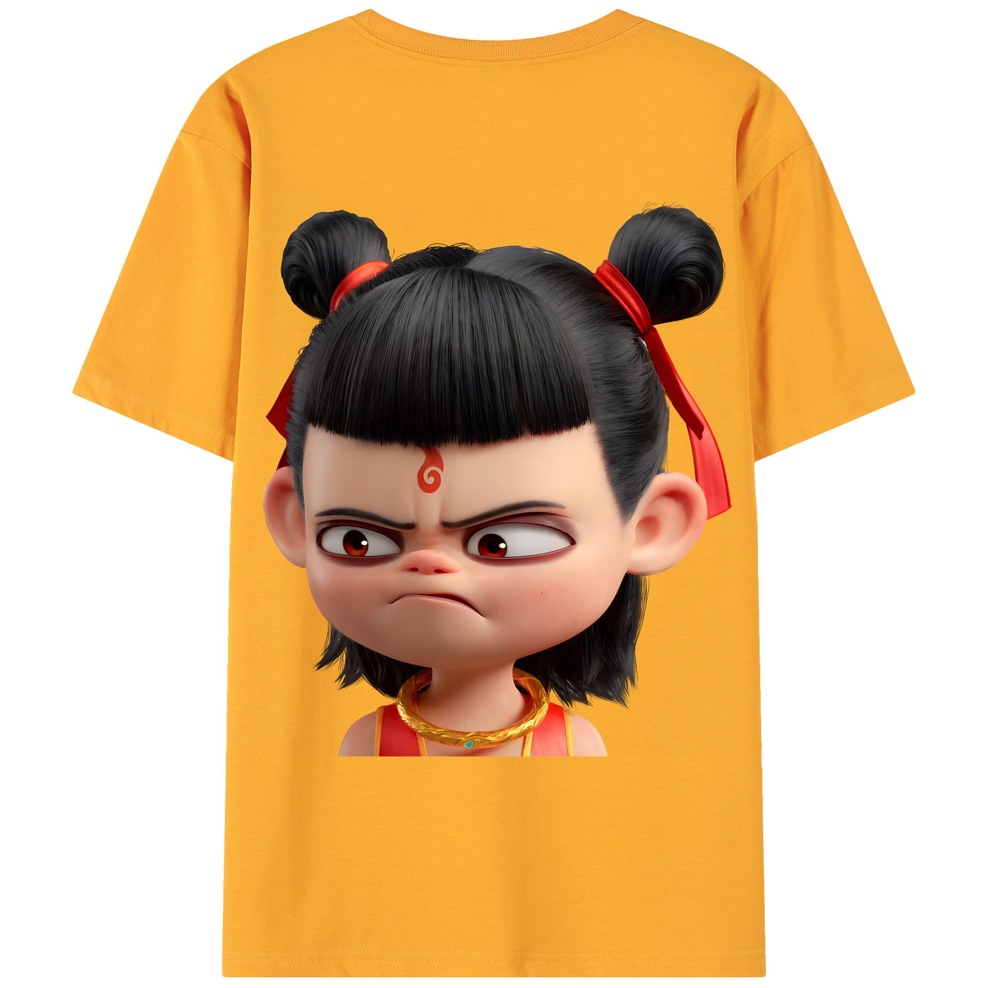 （画像用） Ne Zha 2 ナタ 魔童の大暴れ 綿100％ メンズ半袖Tシャツ（バックプリント） 通気性